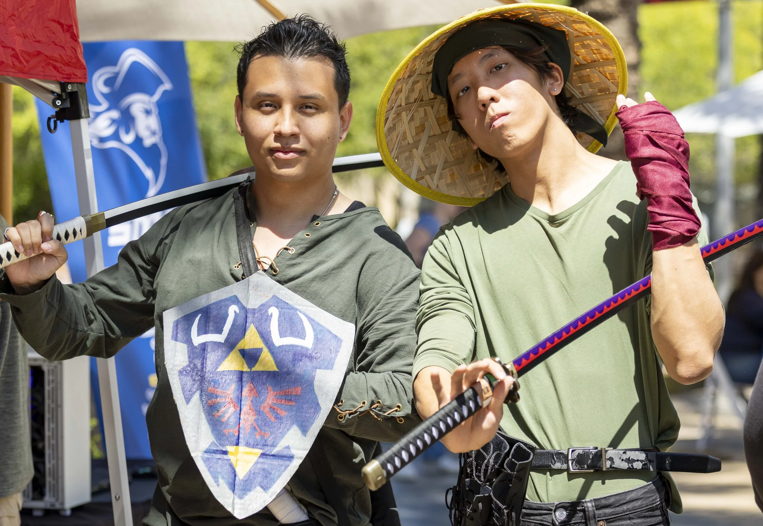  Santa Monica College (SMC) students Jesse Guadron, vice president of Corsair Game Jams (left), and Joseph Ming, creative director of Corsair Game Jams, during Club Row on the SMC main campus Quad in Santa Monica, Calif., on Thursday, May 7, 2026. (M