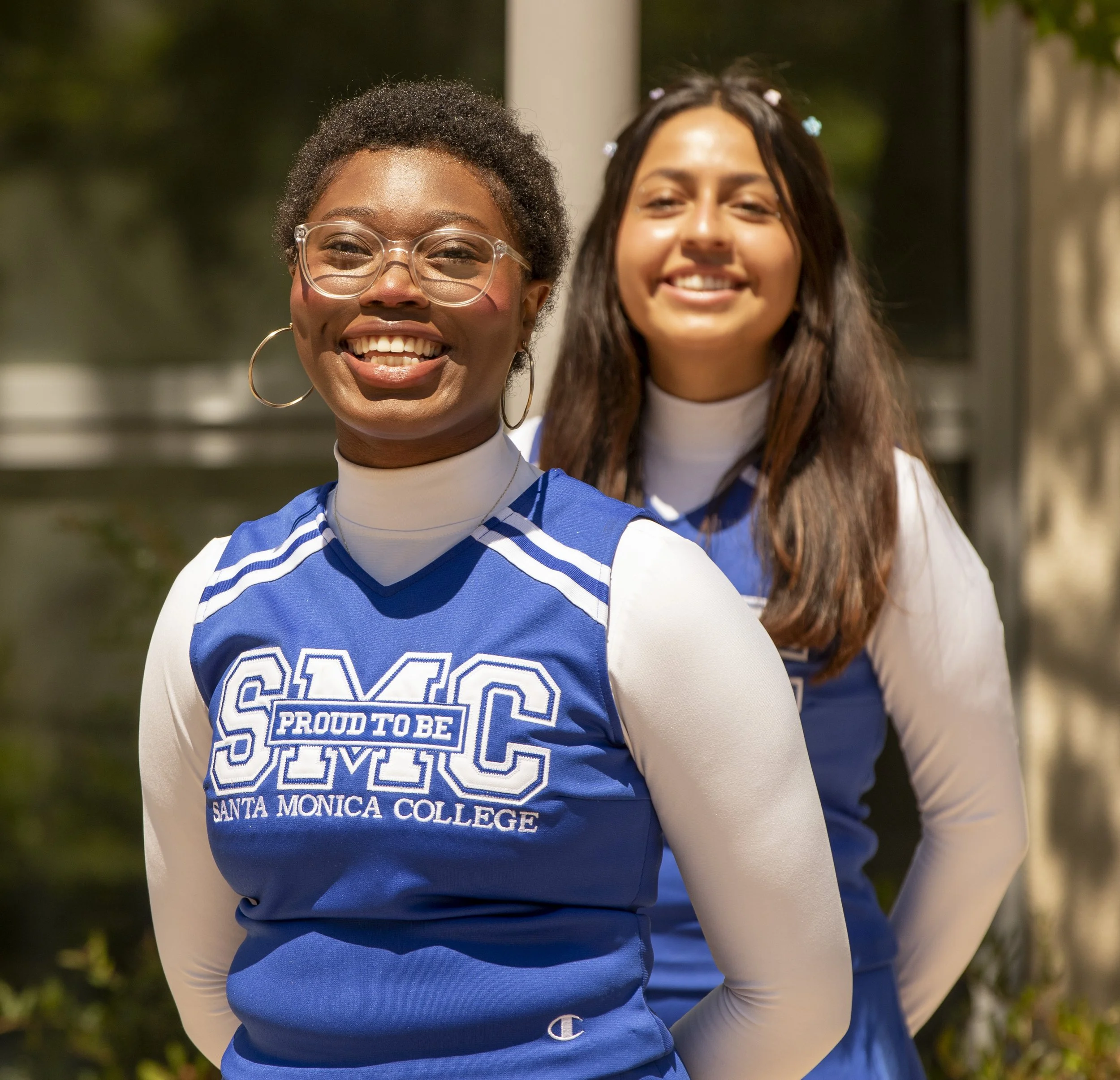  Cole Kahn (Left) and Frida Macias (Right) of the Santa Monica College (SMC) Cheer Club smile for a Tik Tok video at Club Row Day at the SMC main campus on Thursday, May 7th, 2026. The Cheer Club is “a diverse, social justice club whose mission is to
