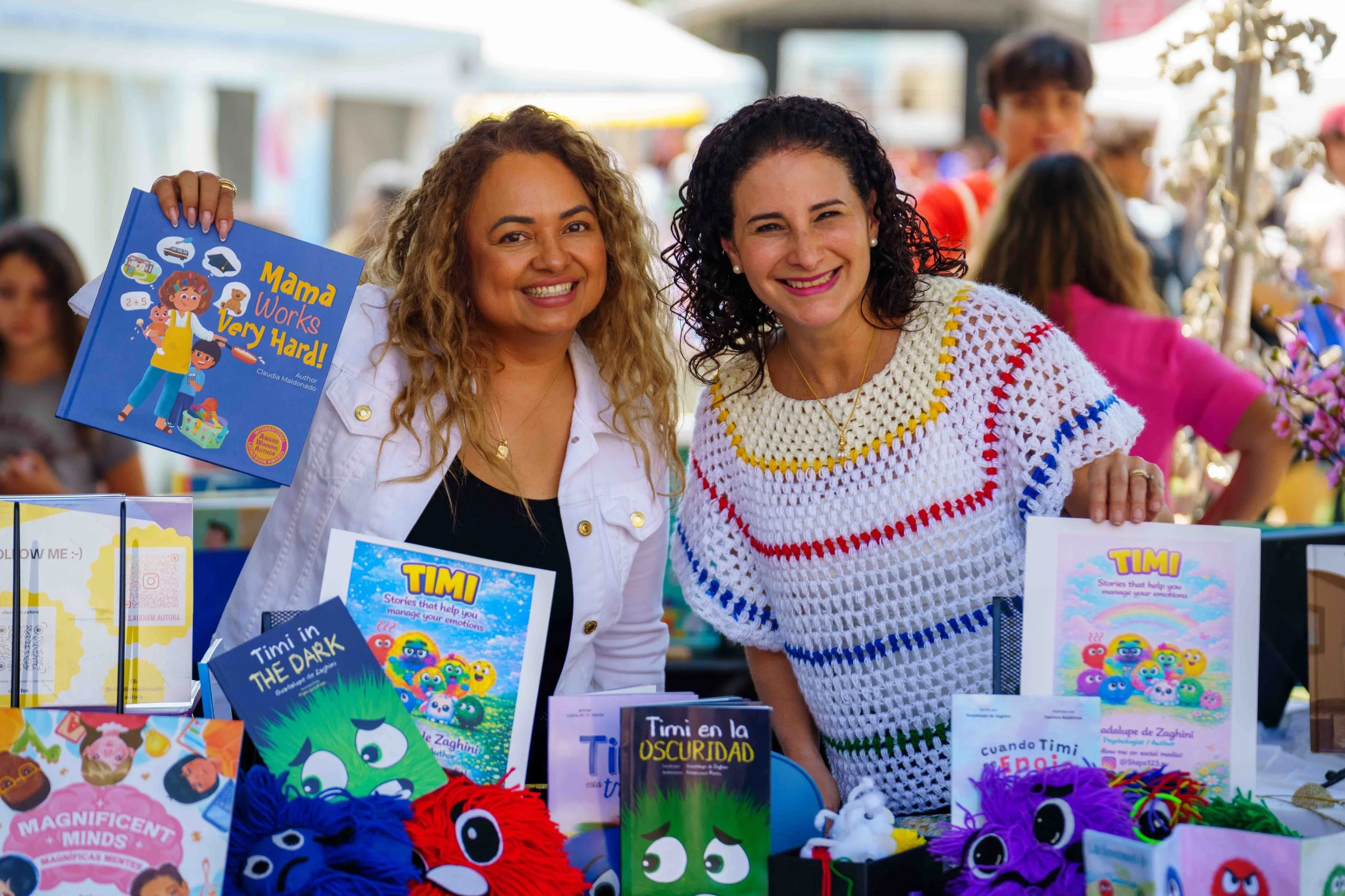  Children's book authors Claudia Maldonado and Guadalupe de Zaghini during Los Angeles Times Festival of Books, Saturday, April 18, 2026. This year’s two-day annual festival spanned eight outdoor stages and 12 indoor venues with author interviews, bo