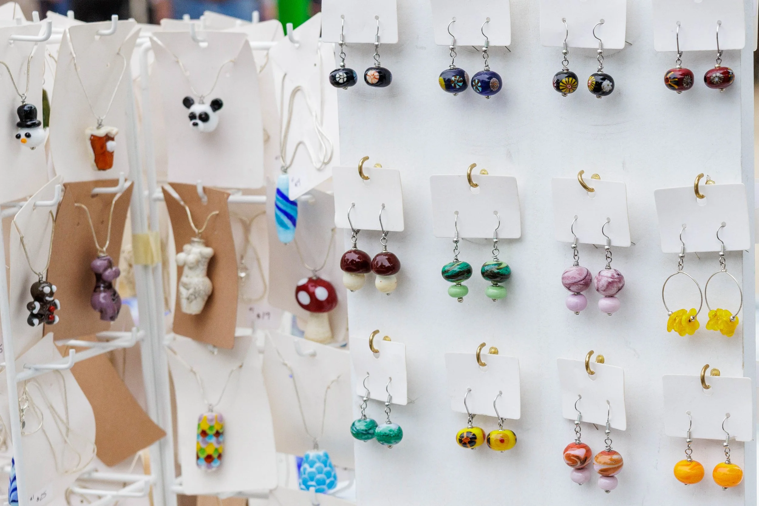  Small glass jewelry by Susan Haskell during the Santa Monica College Art Department's Mother's Day Glass Sale at Virginia Park Farmers Market in Santa Monica, Calif., Saturday, May 2, 2026. The glass sale featured handmade pieces from SMC's glass sc