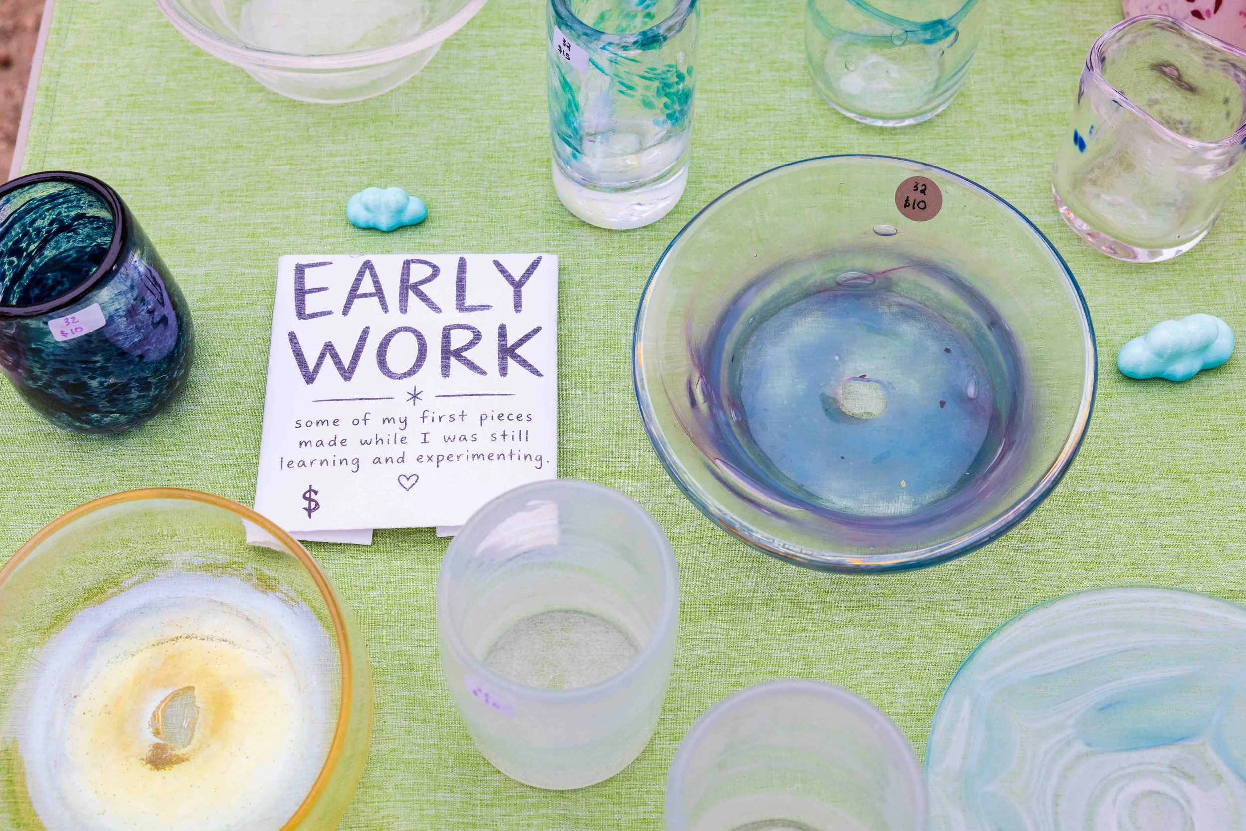  A section of Santa Monica College (SMC) student Haneul Park's early glass work for sale at SMC Art Department's Mother's Day Glass Sale at Virginia Park Farmers Market in Santa Monica, Calif., Saturday, May 2, 2026. Park was a sculptor before she be