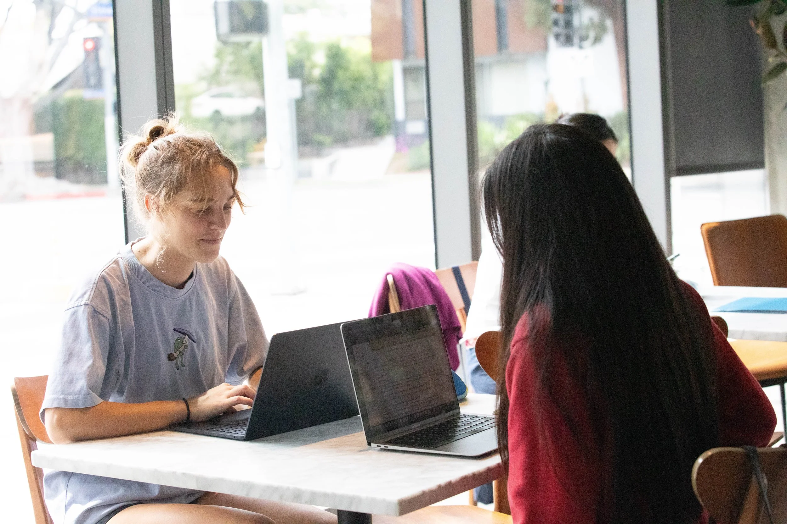  (L to R) Jenna Anderson and Elizabeth Servin both took courses at the Santa Monica College (SMC) Center for Media and Design (CMD) campus in 2024. Anderson was a student in the fall, and had two evening classes. Servin studied at the campus in the s