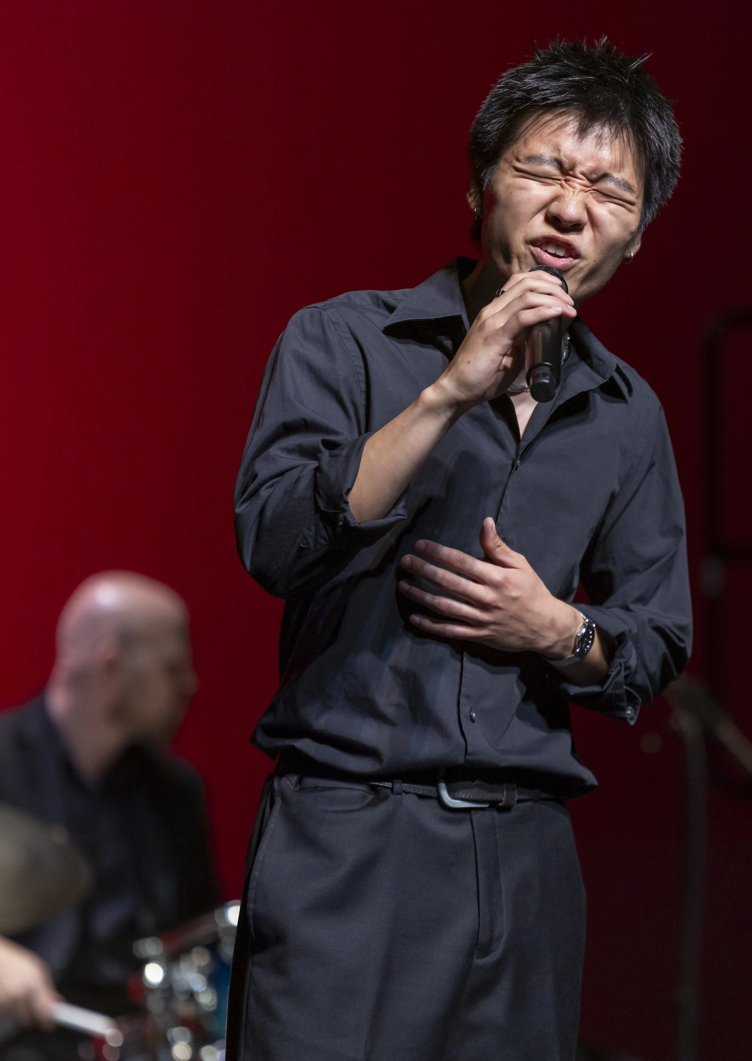  Santa Monica College vocal jazz student Sam Kim performs with the Vocal Jazz Ensembles at  Broad Stage, at the Santa Monica College Performing Arts Center, in Santa Monica, on Friday, May 15, 2026. Kim performed with Golden Hour, an audition-based s