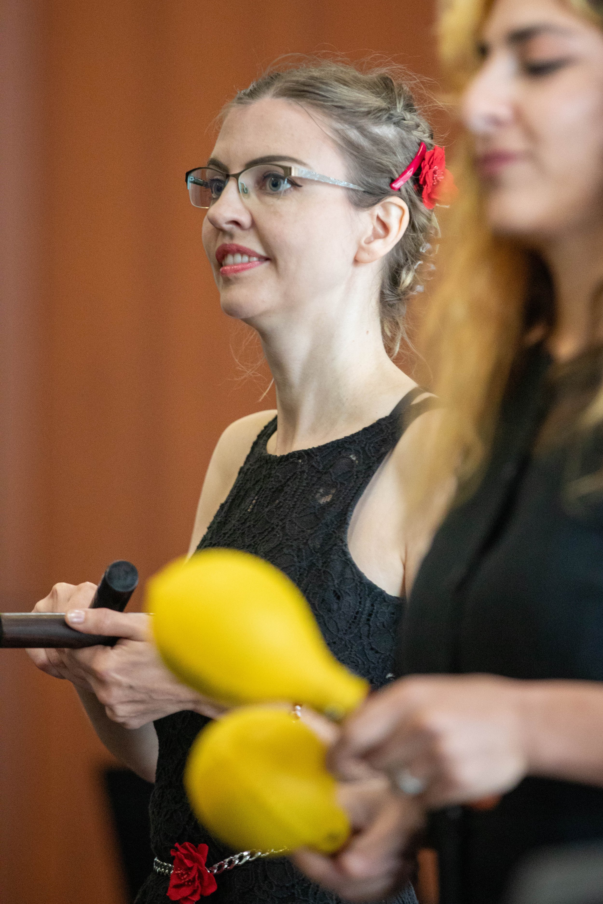  Santa Monica College student Svetlana Akim performs during the SMC Percussion Ensemble concert at the Santa Monica College Performing Arts Center. The show consists of various types of percussion under the direction of Megumi Smith. (Kantapong Wongj
