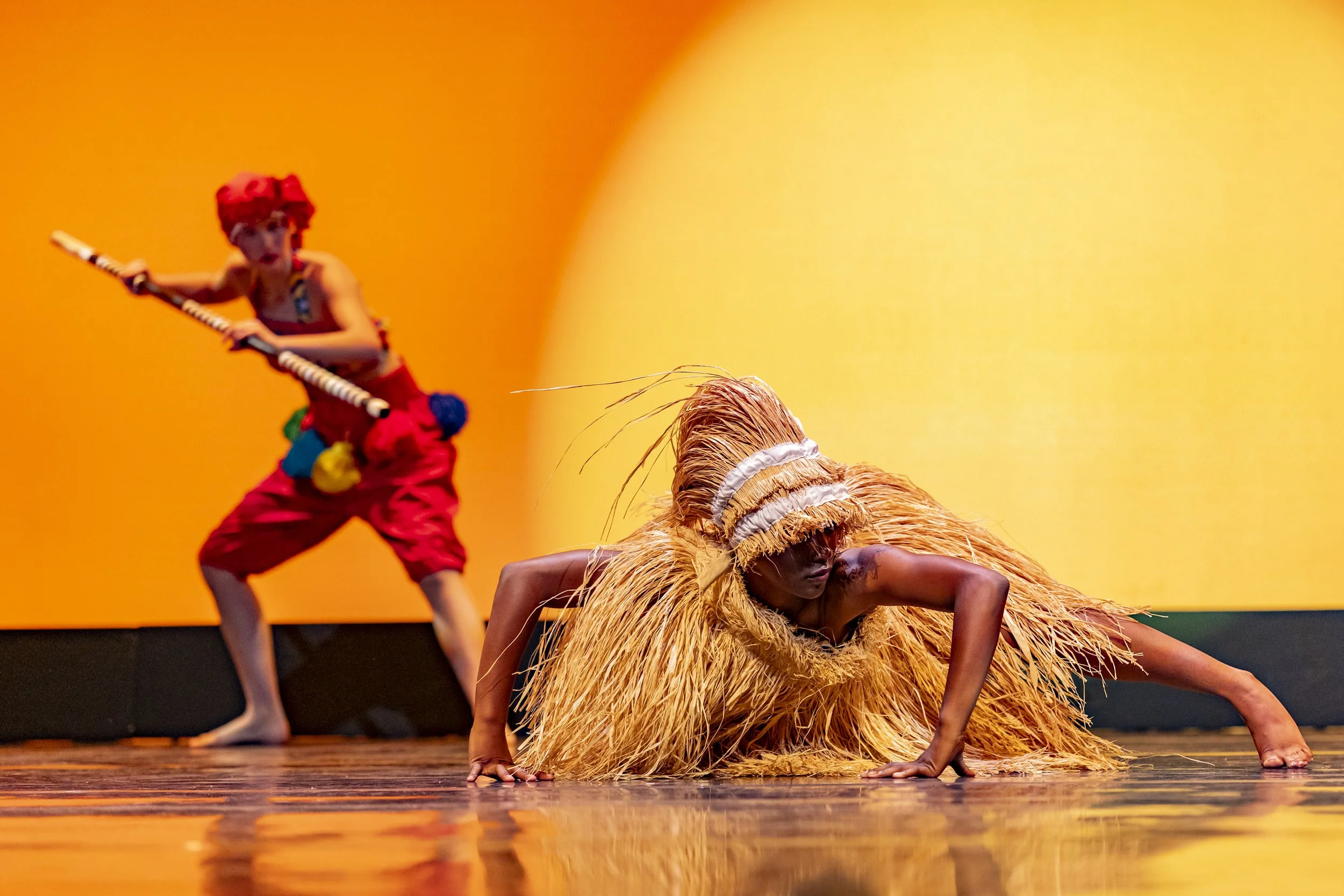  Kailyn Ferguson of Santa Monica College (SMC) World Dance Company performs a West African dance called ‘Manjani (Mendiani)’, choreographed by Angela Jordan, during a dress rehearsal for the upcoming show ‘Global Motion’, on Wednesday, May 13, 2026, 