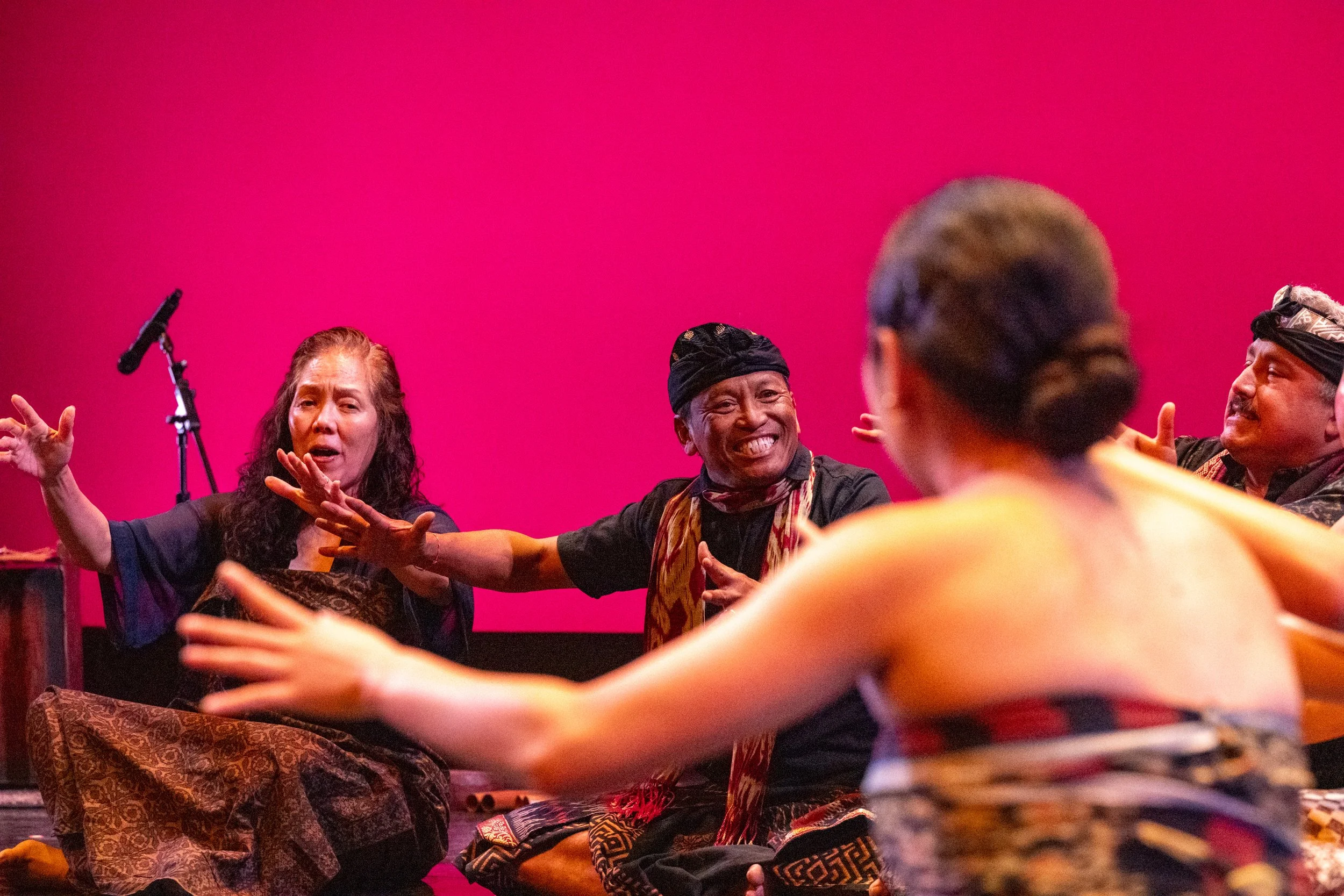  Santa Monica College (SMC) dancers, perform the Indonisian Balinese dances “Ring Galah” and ”In Momentsof Dawn” choreographed by Dewa Ayu Dewi Larassanti, during the Global Motion, Dance Company dress rehearsal at The Broad Stage at Santa Monica Col