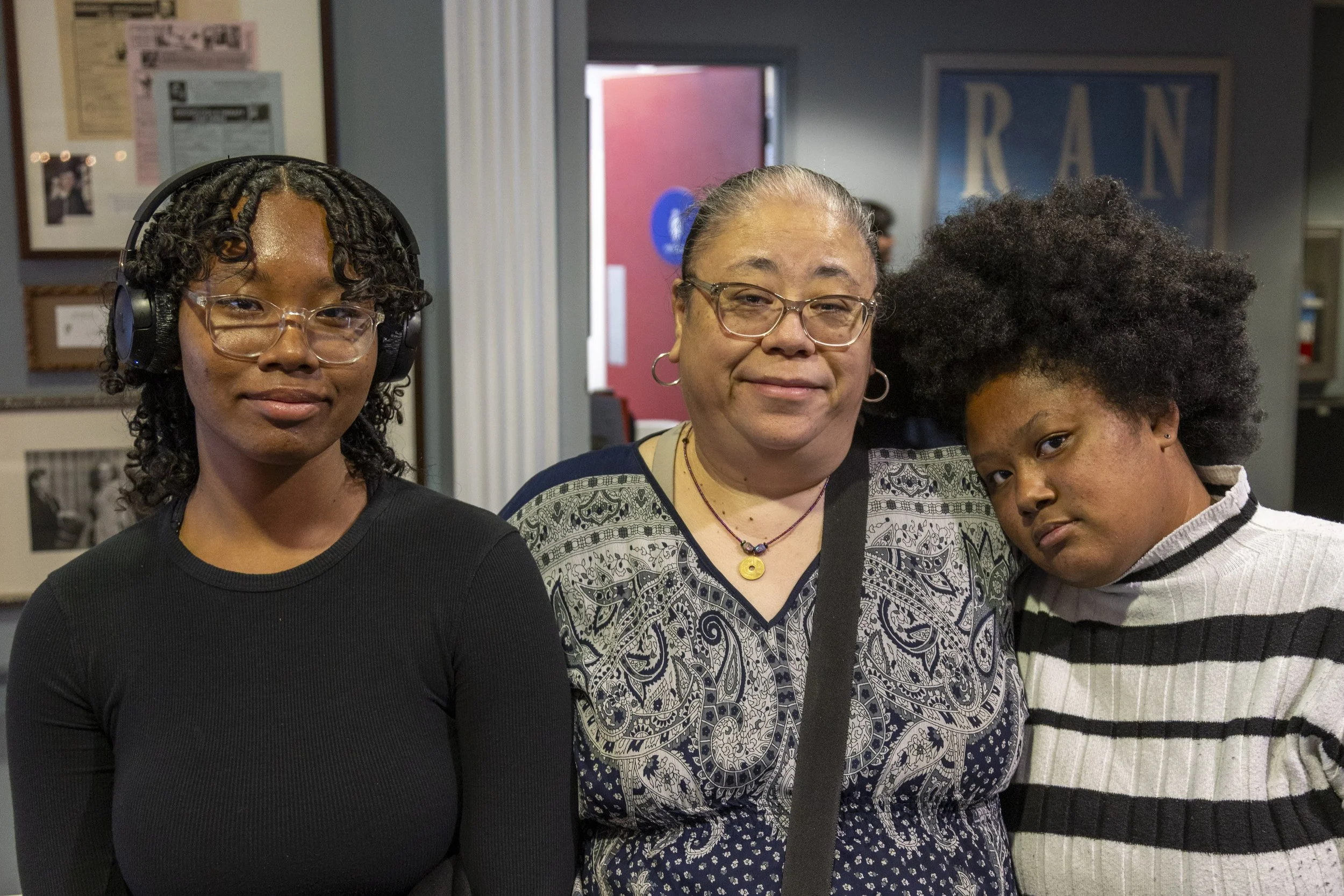  Ayame Fields (cq), Shirley Tanaka (cq), and Naomi Fields (cq), left to right, members of Willie Mae "Big Mama" Thornton's family, attend the showing of the eponymous documentary film "Big Mama Thornton", directed by Robert Clem, at the Laemmle Royal