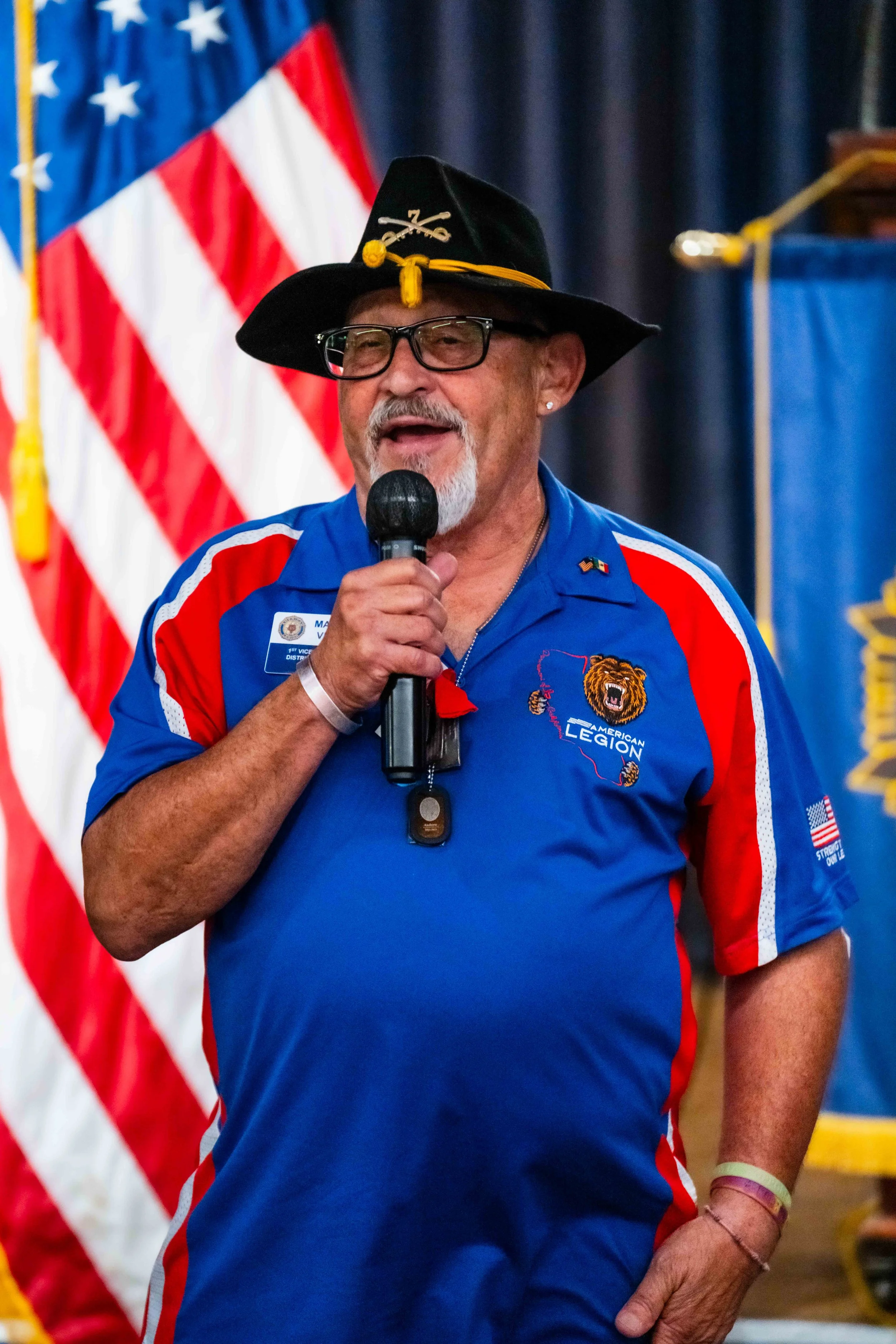  American Legion District 19 1st Vice Commander Manuel E. Vital Sr. speaks during a Celebration of Life for retired Santa Monica College (SMC) Police Captain and U.S. Marine Corps veteran Jere Romano at the American Legion Hollywood Post 43 in Los An