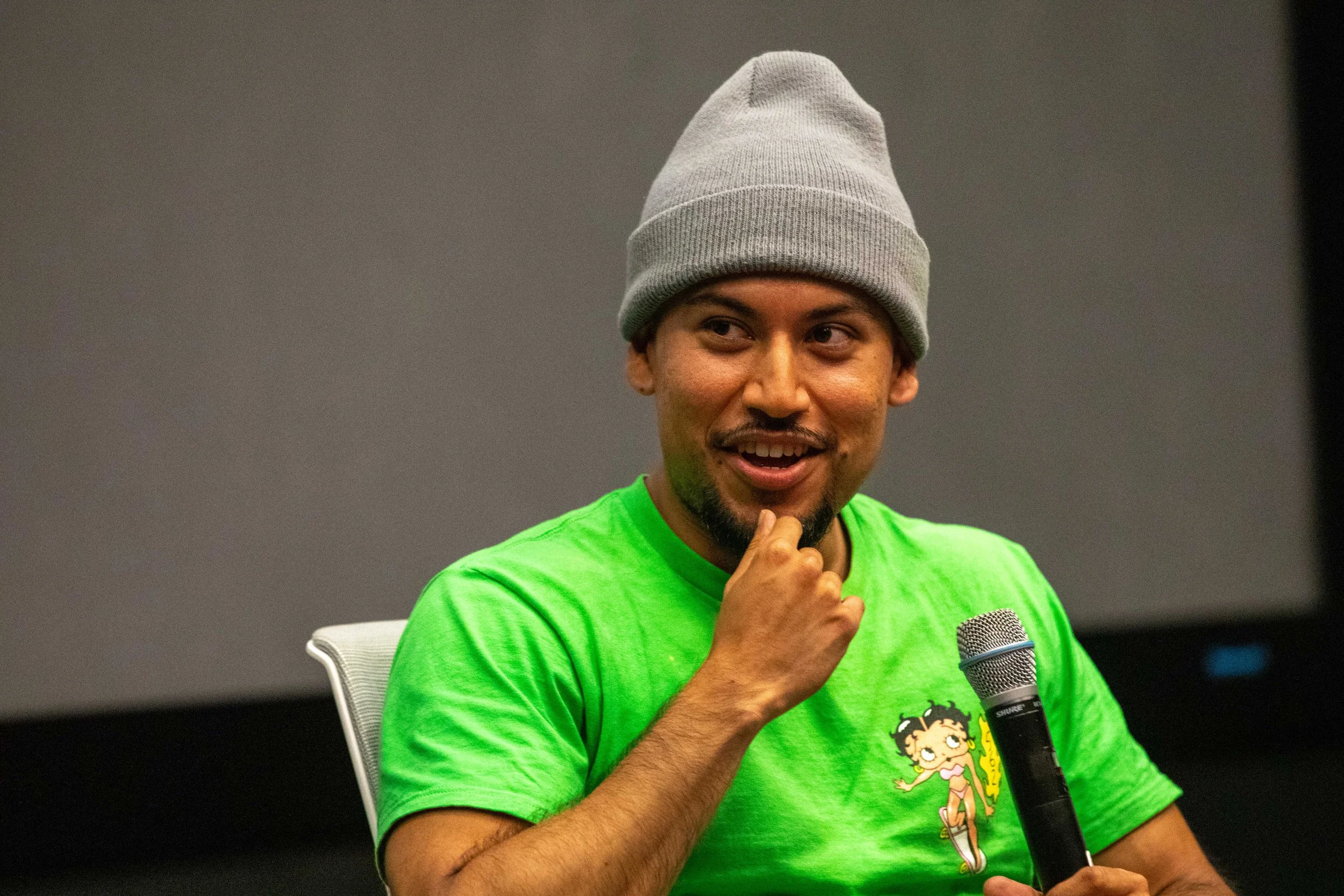  Robert Angel Lopez, the lead actor, answers questions during the Q&A following a screening of the comedy documentary ROB on Friday, May 30, 2026, at the Santa Monica College Center for Media & Design in Santa Monica. (Kantapong Wongjirasawad | The C