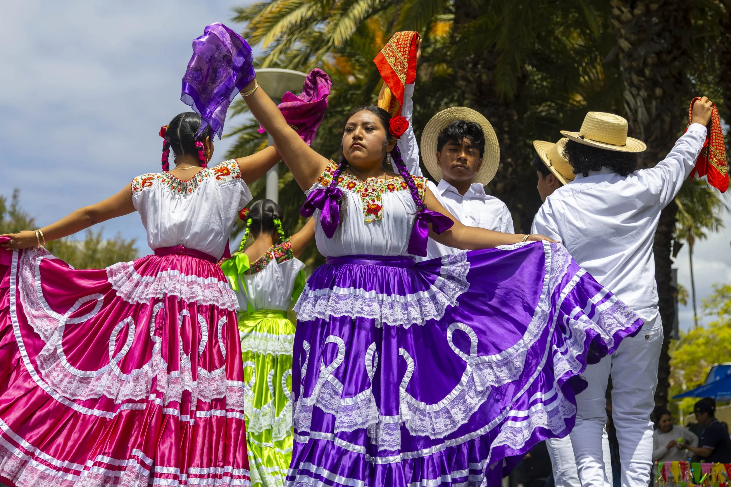  Oaxacans at Santa Monica College (SMC) members dancing “Las Chilenas” during the Guelaguetza with live Banda (band) at the Main Quad, SMC, Santa Monica, Calif, on Thursday, May 28, 2026. The Guelaguetza is a traditional celebration held in the state