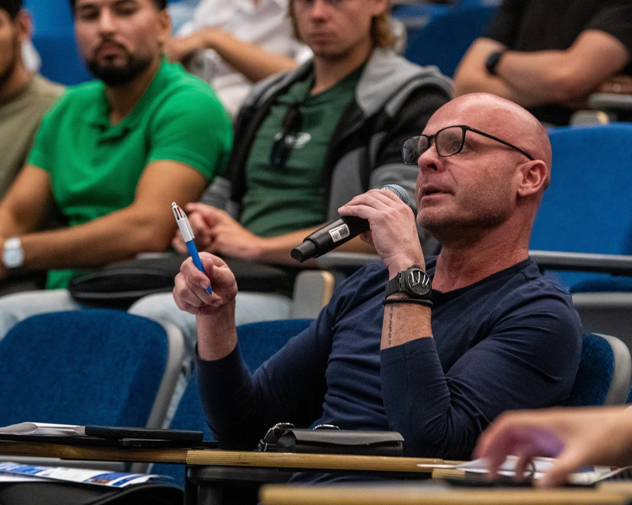  SMC Shark's Valley judges and CEO of Giordano Industries, Tony Giordano comment's on Rev-Lev's pitch during the Shark's Valley event held at the Oreientation Hall, Student Education Center in Santa Monica, Calif. on May 28, 2026. (Karina Custodio | 