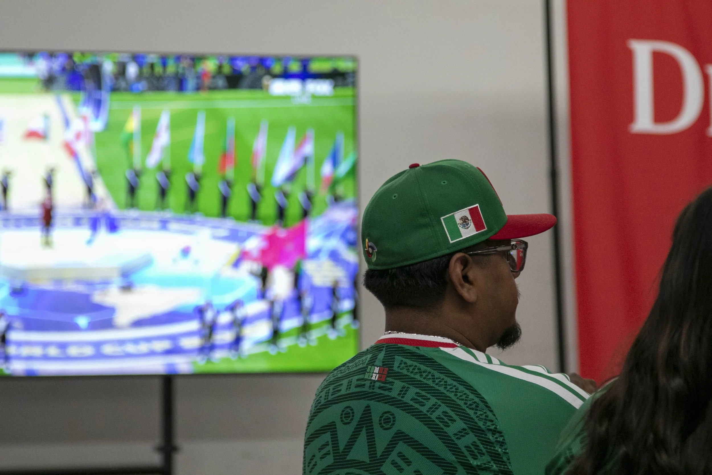  A Mexico soccer fan watching the inaugural match of the 2026 Fédération Internationale de Football Association (FIFA) World Cup at the Grand Central Market, Downtown Los Angeles, Calif. on Thursday, June 11, 2026. Mexico is one of the host nations f