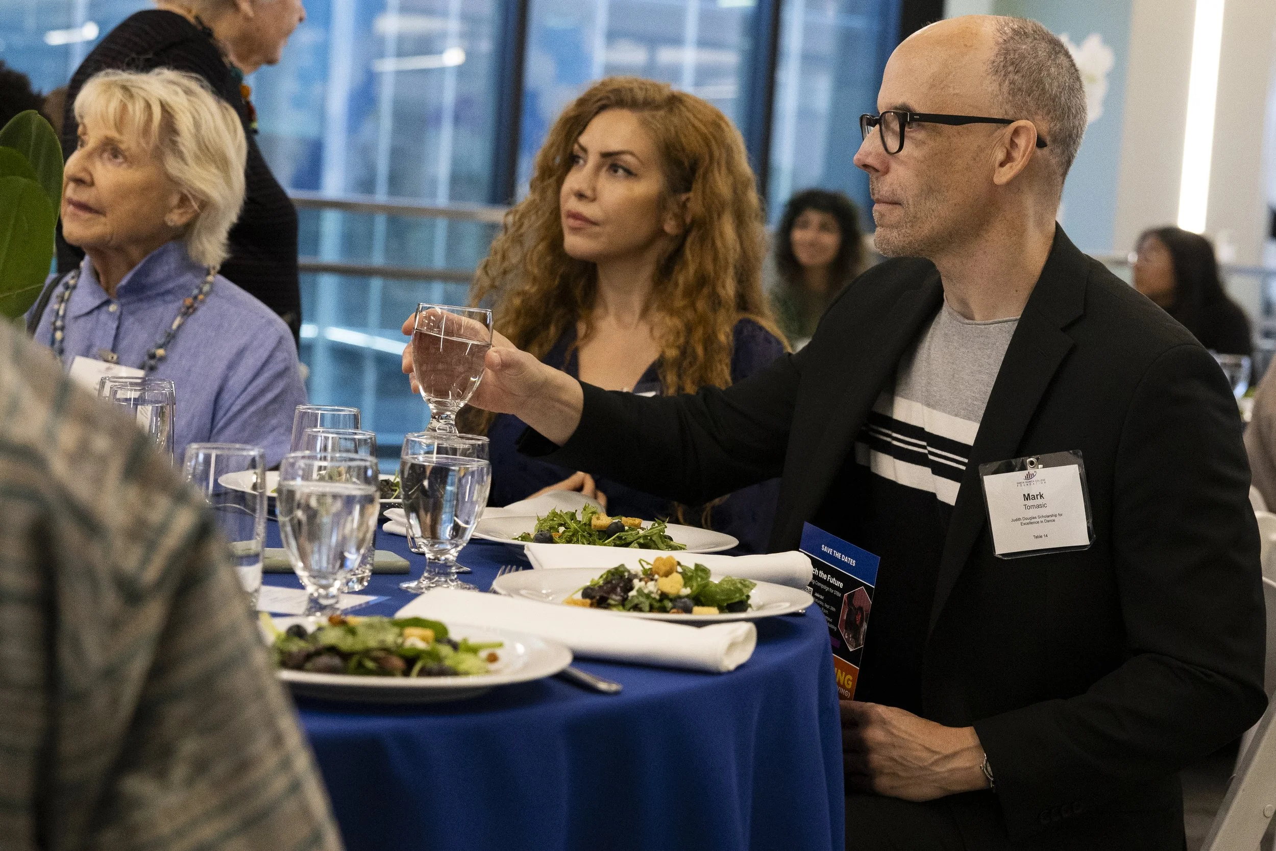  Mark Tomasic, department chair of the Dance Department at Santa Monica College Department, grabs water inside the college’s Student Services Center in Santa Monica, Calif on Friday, June 12, 2026, during a scholarship and donor recognition banquet. 