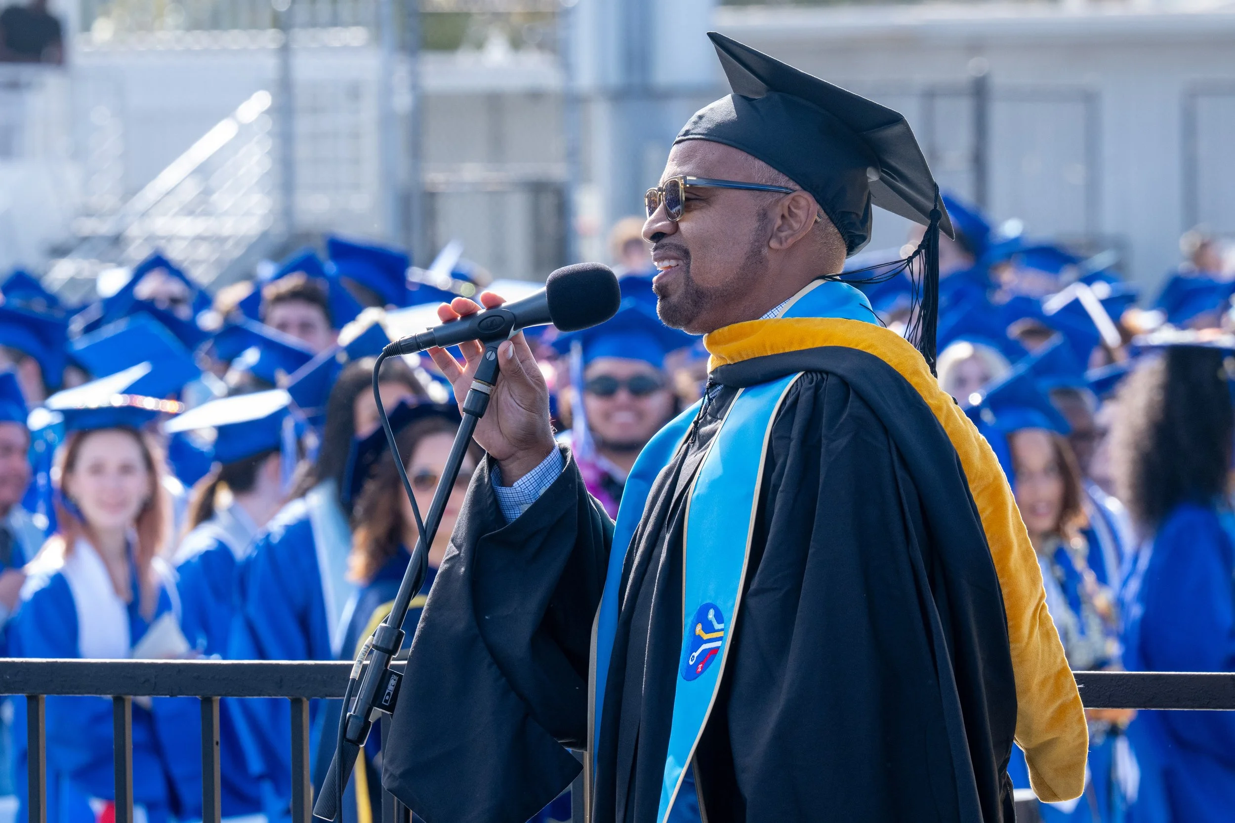  Instructor of Mathematics, Brian Rodas reads the names of graduates at the Santa Monica College (SMC) 2026 Graduation Ceremony at the Corsair Stadium, Santa Monica, Calif., on Tuesday, June 16, 2026. (Tom Rosholt | The Corsair) 