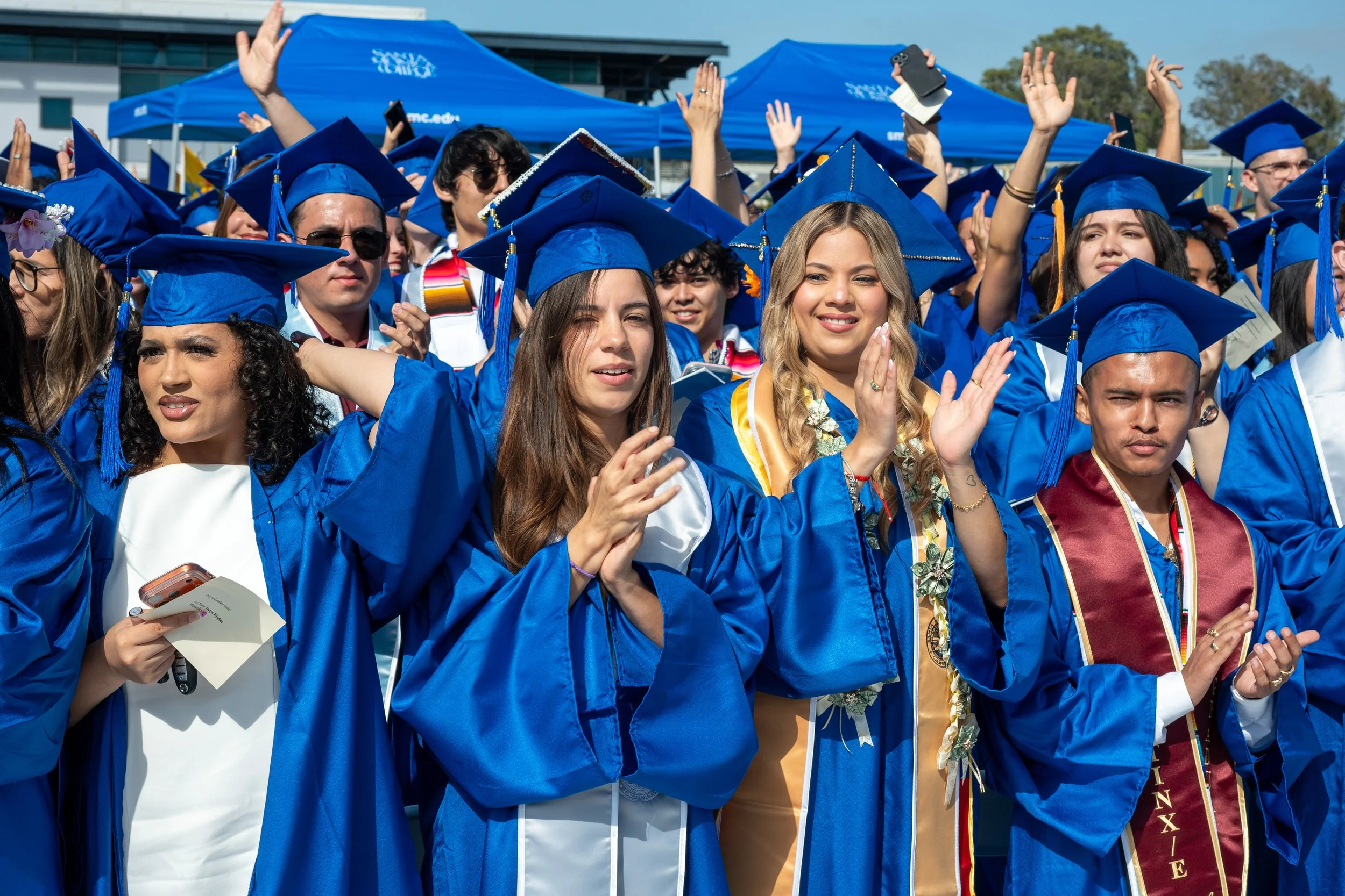  Santa Monica College (SMC) 2026 Graduation Ceremony graduates were asked to face the audience and thank those that supported them at the Corsair Stadium, Santa Monica, Calif., on Tuesday, June 16, 2026. (Tom Rosholt | The Corsair) 