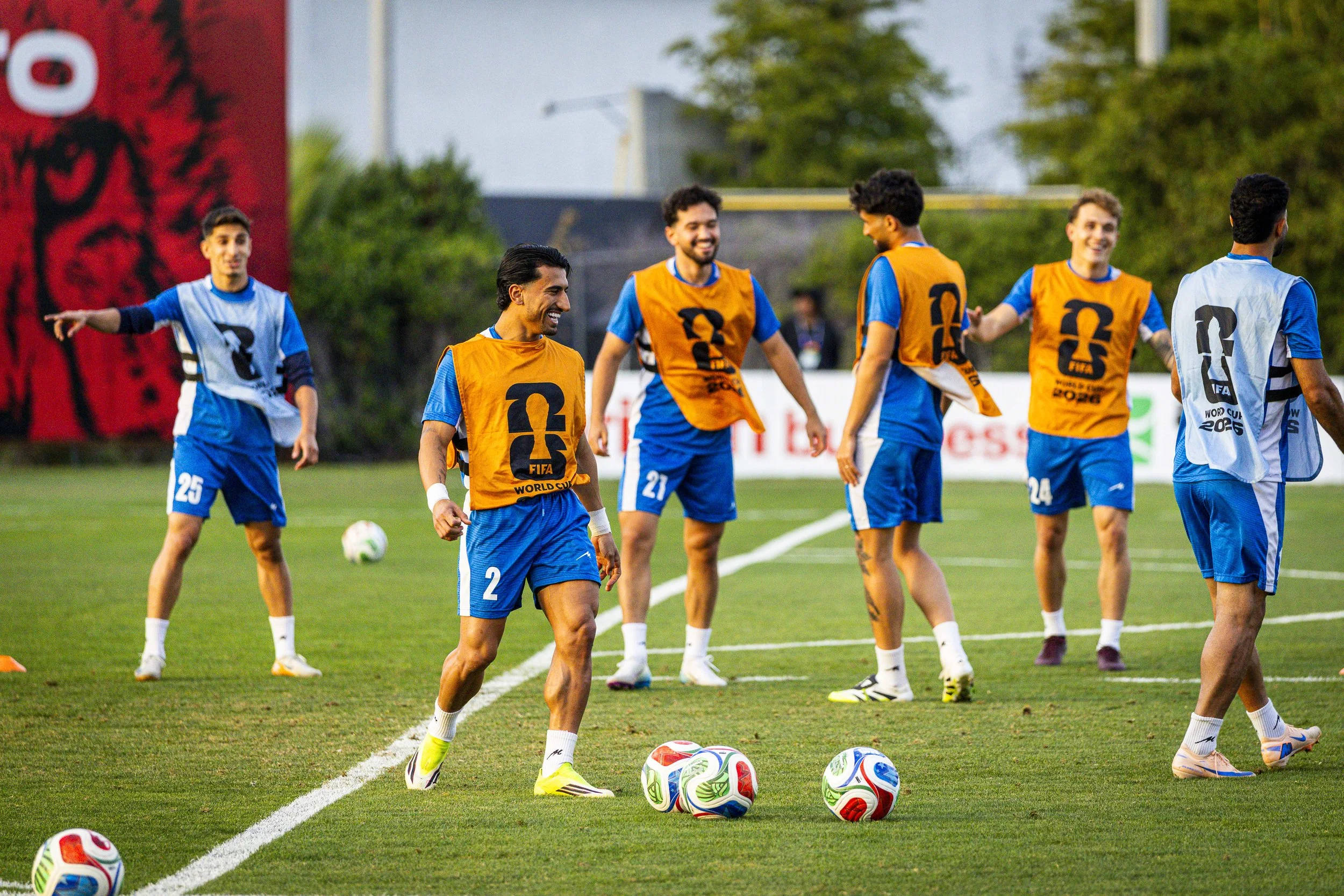  Players from the Iranian national soccer team perform different exercises during a training session at Estadio Caliente on Tuesday, June 23, 2026, in Tijuana, Mexico. Iran trained at the local soccer team Club Tijuana Xoloitzcuintles de Caliente's s