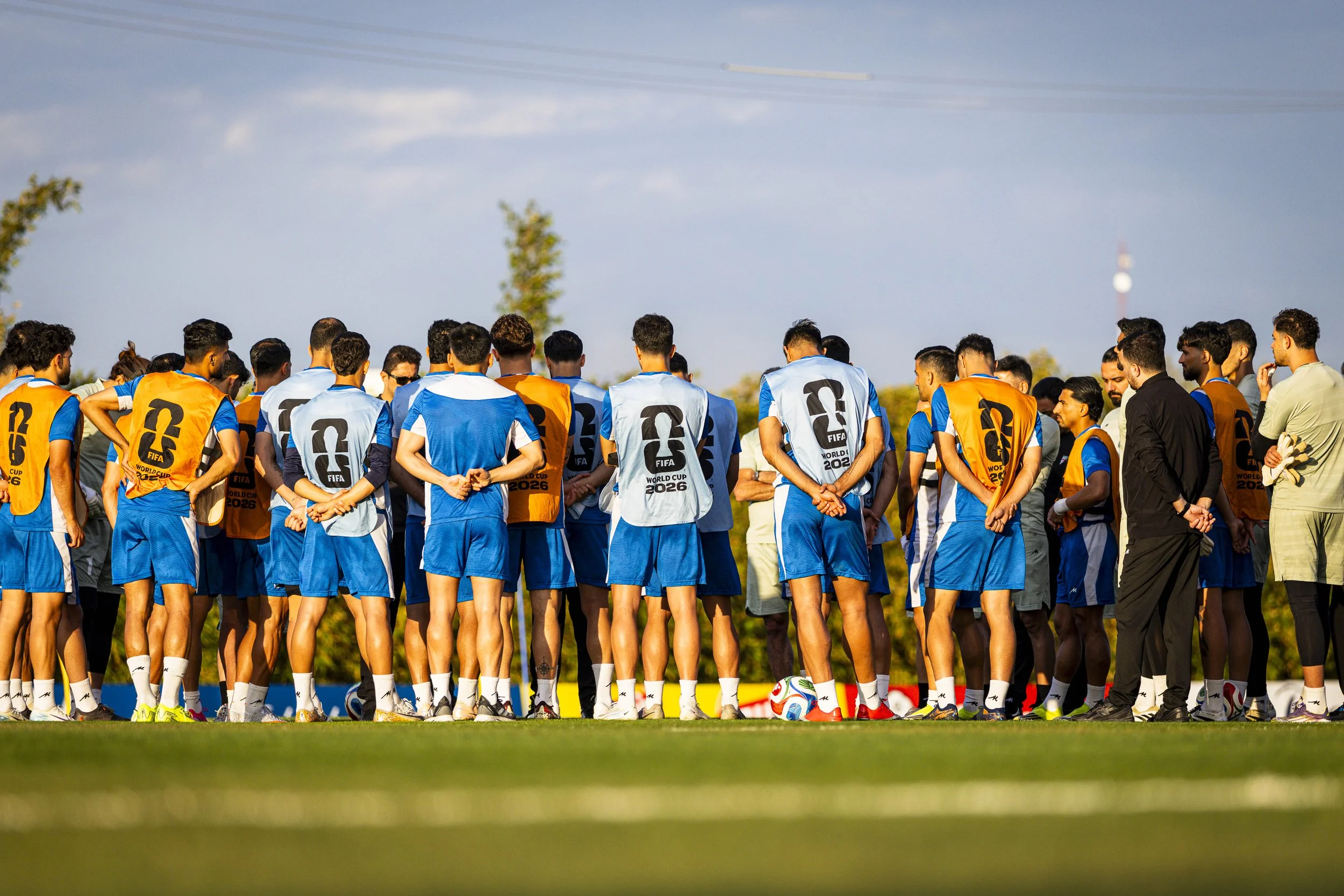  The Iranian national soccer team players gather around the coaching staff during a training session at Estadio Caliente on Tuesday, June 23, 2026, in Tijuana, Mexico. Iran trained at the local soccer team Club Tijuana Xoloitzcuintles de Caliente's s