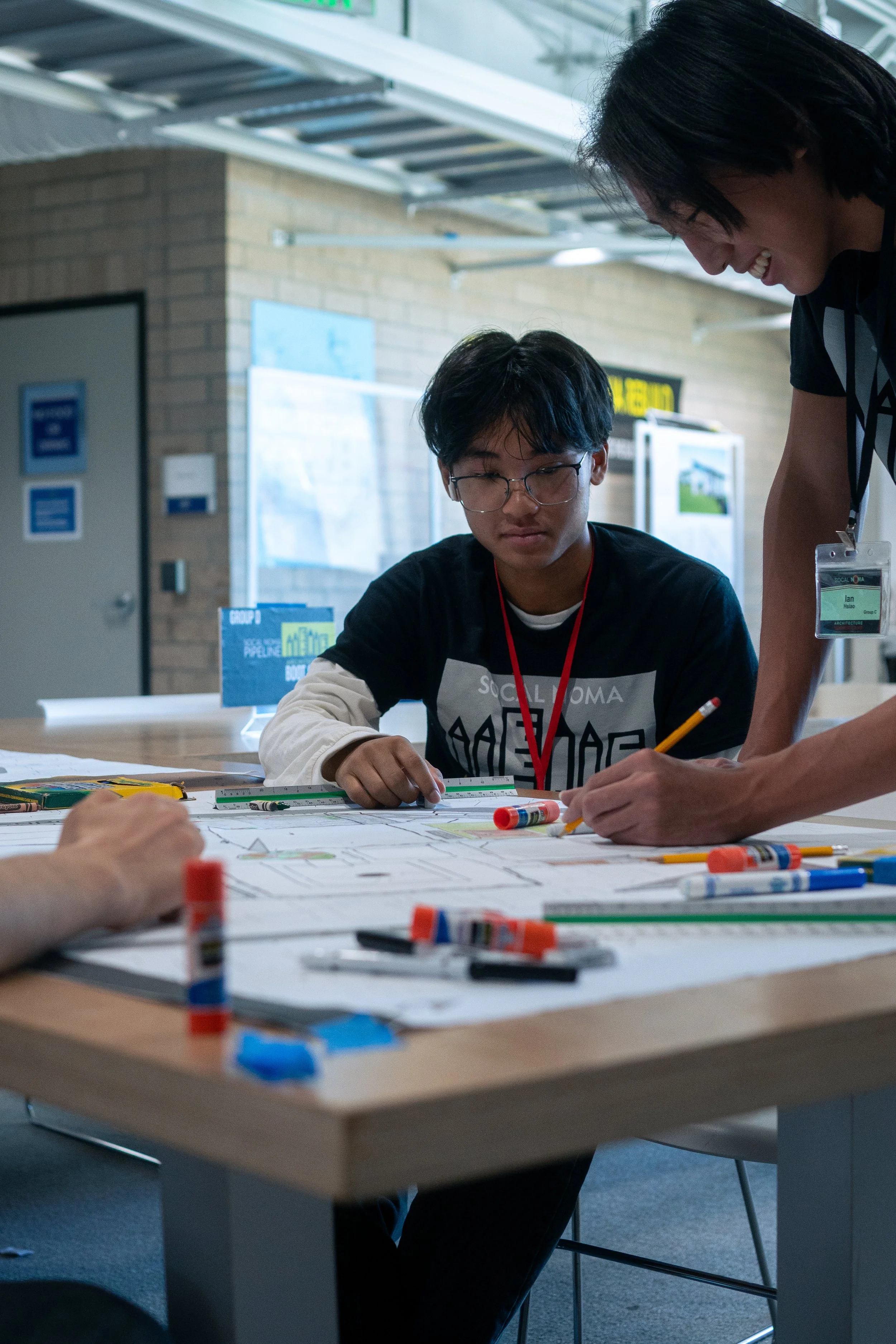  Students focus on their project during the annual SoCal NOMA Architecture Boot Camp at Santa Monica College’s Center for Media and Design on Friday, July 24, in Santa Monica, Calif. The boot camp provides early exposure to professional design, often