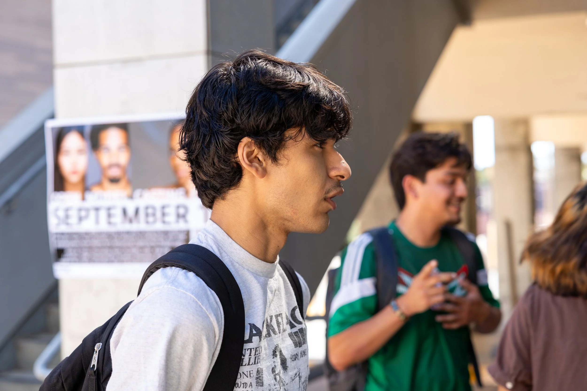  Drew Aguilar, 20, discussing his opinions on Charlie Kirk, one year after his death, taken at Santa Monica College, Santa Monica, Calif. Thursday, September 10th, 2026. Aguilar, A political science major, expressed how he felt little sympathy for Mr