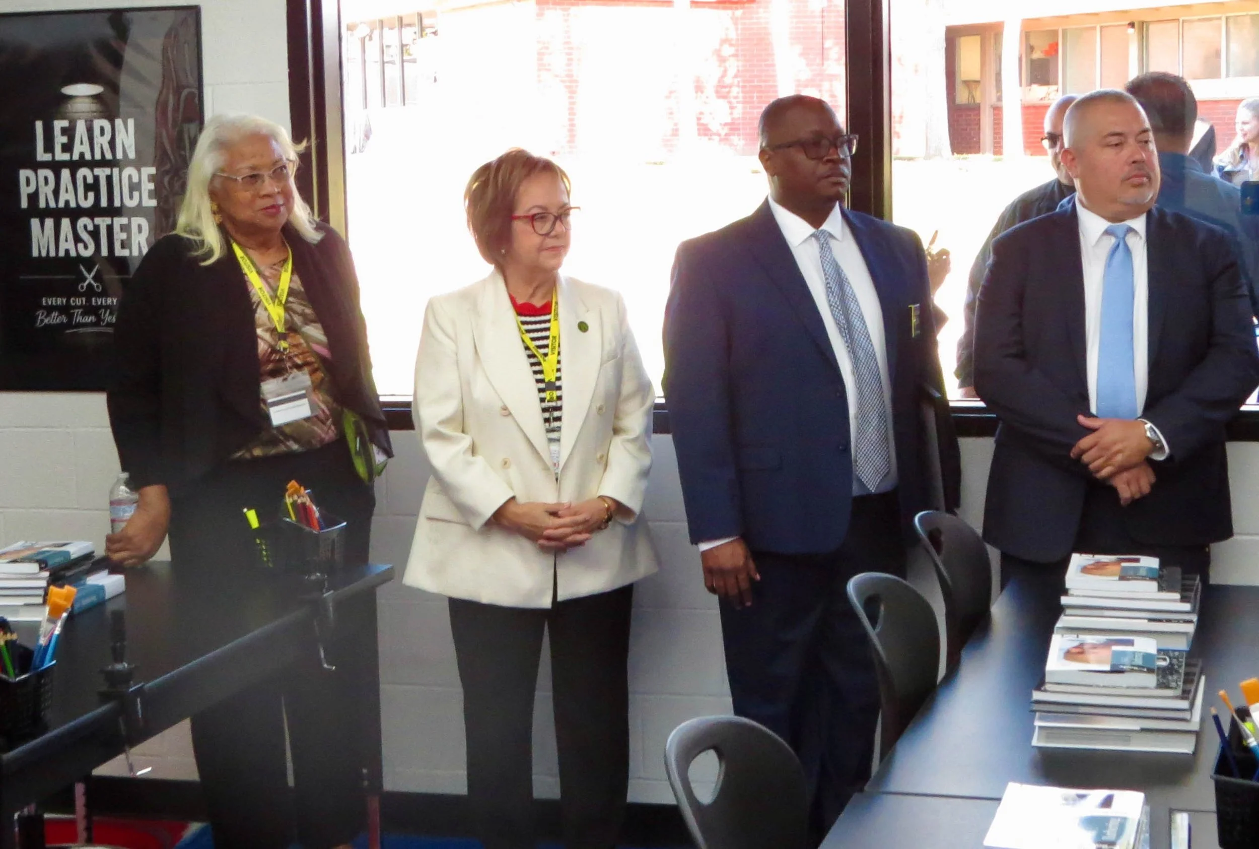  Santa Monica College Barbering Program at the Barry J. Nidorf Juvenile Hall 16350 Filbert Street, Sylmar, Calif., on Oct. 24, 2026. Scott Budnick &amp; Vic Blends introducting the students to their new classroom.            Marshon Allen | The Corsa