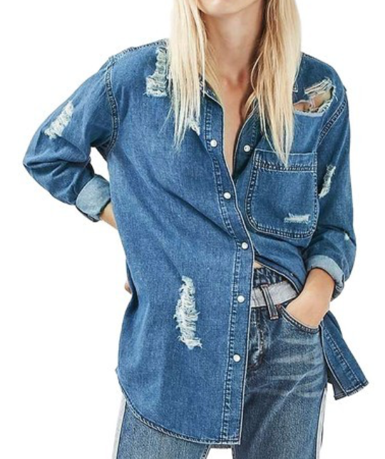 I love denim shirts that you can throw on top of any look! This distressed oversized one is adorable and such a great price. SHOP THIS TOP HERE
