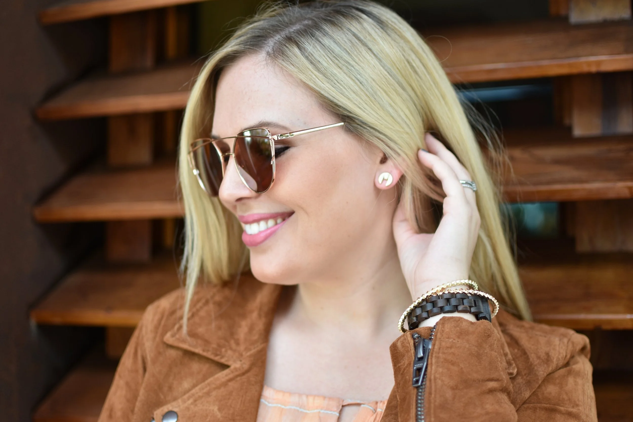 EARRINGS: Slate Gold Shield Studs