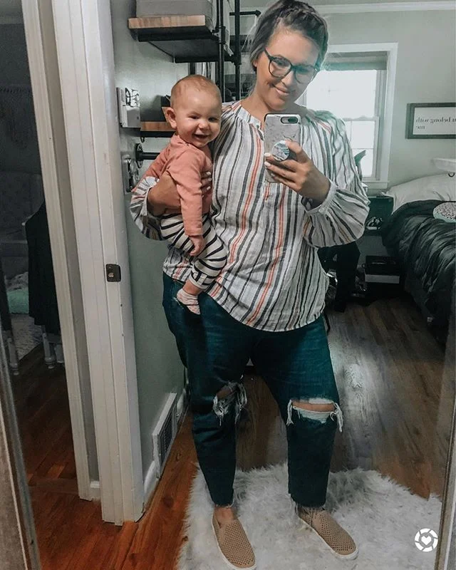 Real life #momiform comin’ atcha 🤘🏼 So here’s the thing... I looooove getting creative and making fun fashion posts and branded content. But some days, I just wanna show you some practical mama clothes that have a 100% chance of getting spit up on... 🤣🤷🏼‍♀️ These jeans I can’t stop wearing, and I sized up for a looser boyfriend fit (wearing the 22 here... size 20 fits my legs better but it’s hard to button). This $15 top is lightweight and perfect to carry me into Summer. Linking all of this plus a few #momjean staples in the @liketoknow.it app! http://liketk.it/2Bd3u #liketkit #LTKbaby #LTKcurves #LTKfamily #LTKkids #LTKunder50 @liketoknow.it.family