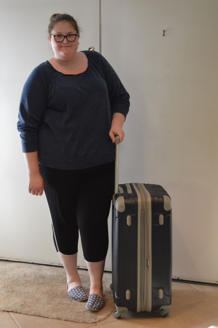 Wearing joggers and a cute sweatshirt are the best in flight outfit imaginable. BONUS: these shoes are great with the socks for flats and are easy to take on and off going through security. 