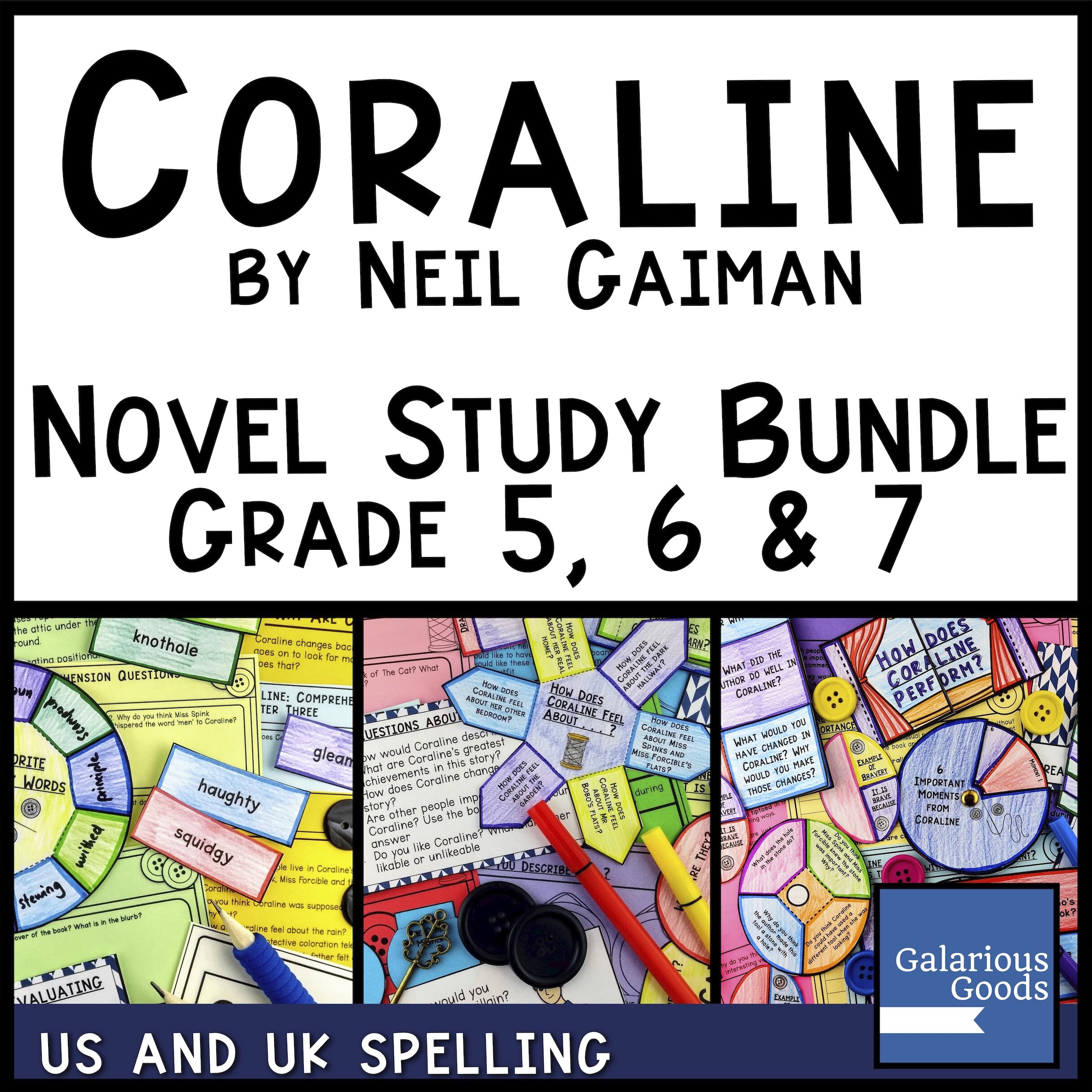 CORALINE by Neil Gaiman NOVEL STUDY and Reading Comprehension