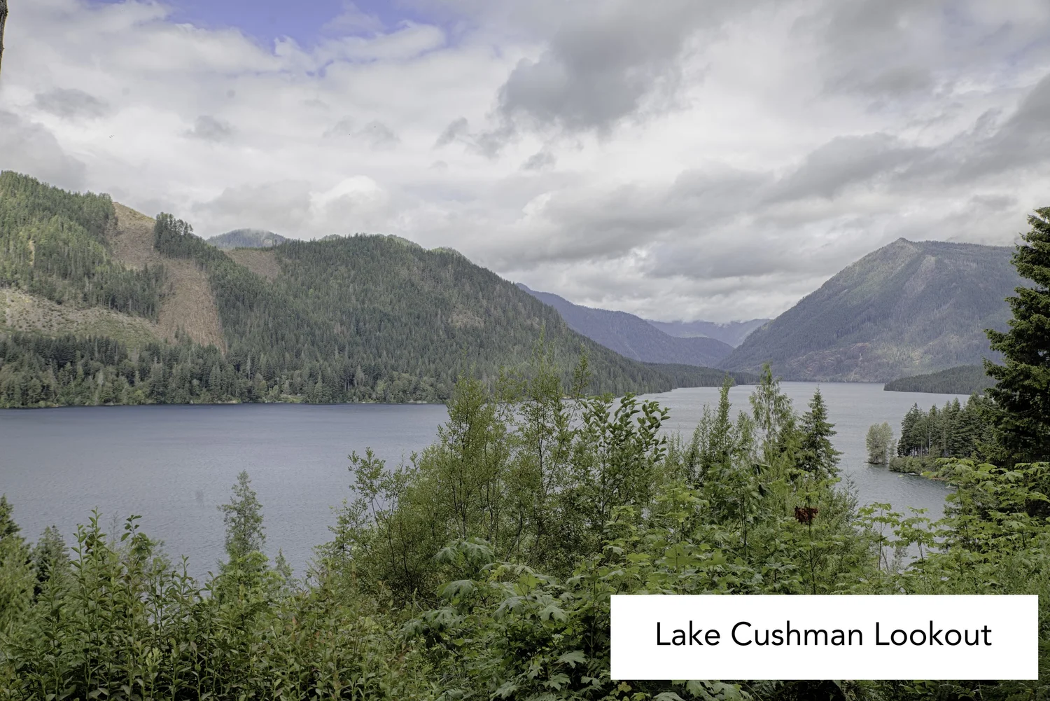 Lake Cushman and the Olympic Mountains seen from the Lake Cushman Lookout