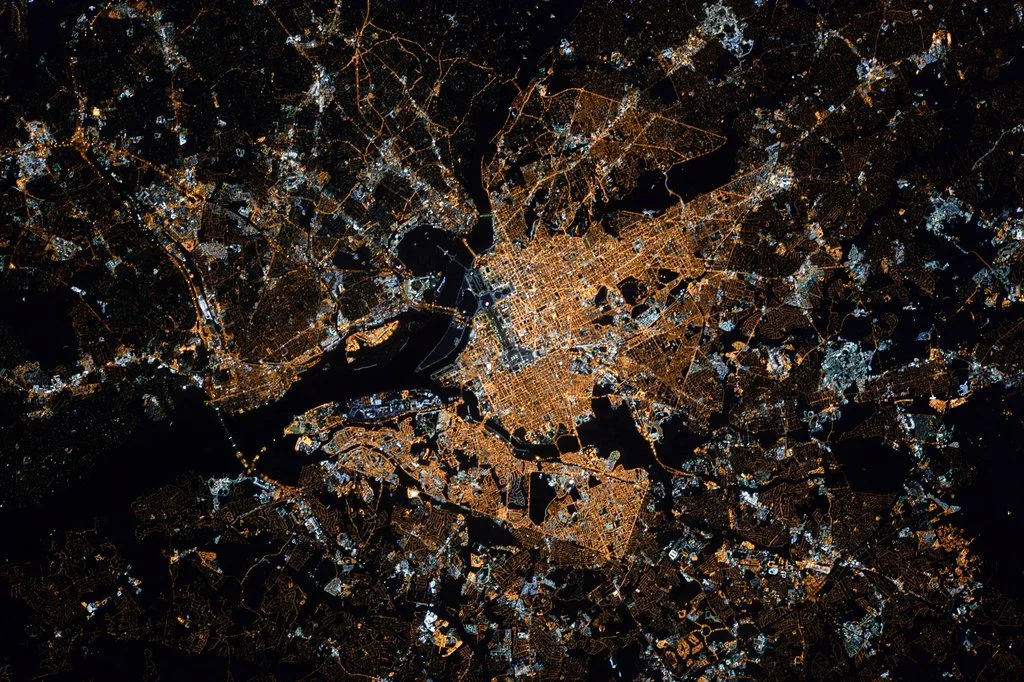 Picture of the Washington, DC area from space. Credit: Scott Kelly (Jan 29, 2016). The National Mall is the strip in the middle, which runs east and west. UMCP is hard to identify but is in the middle right.