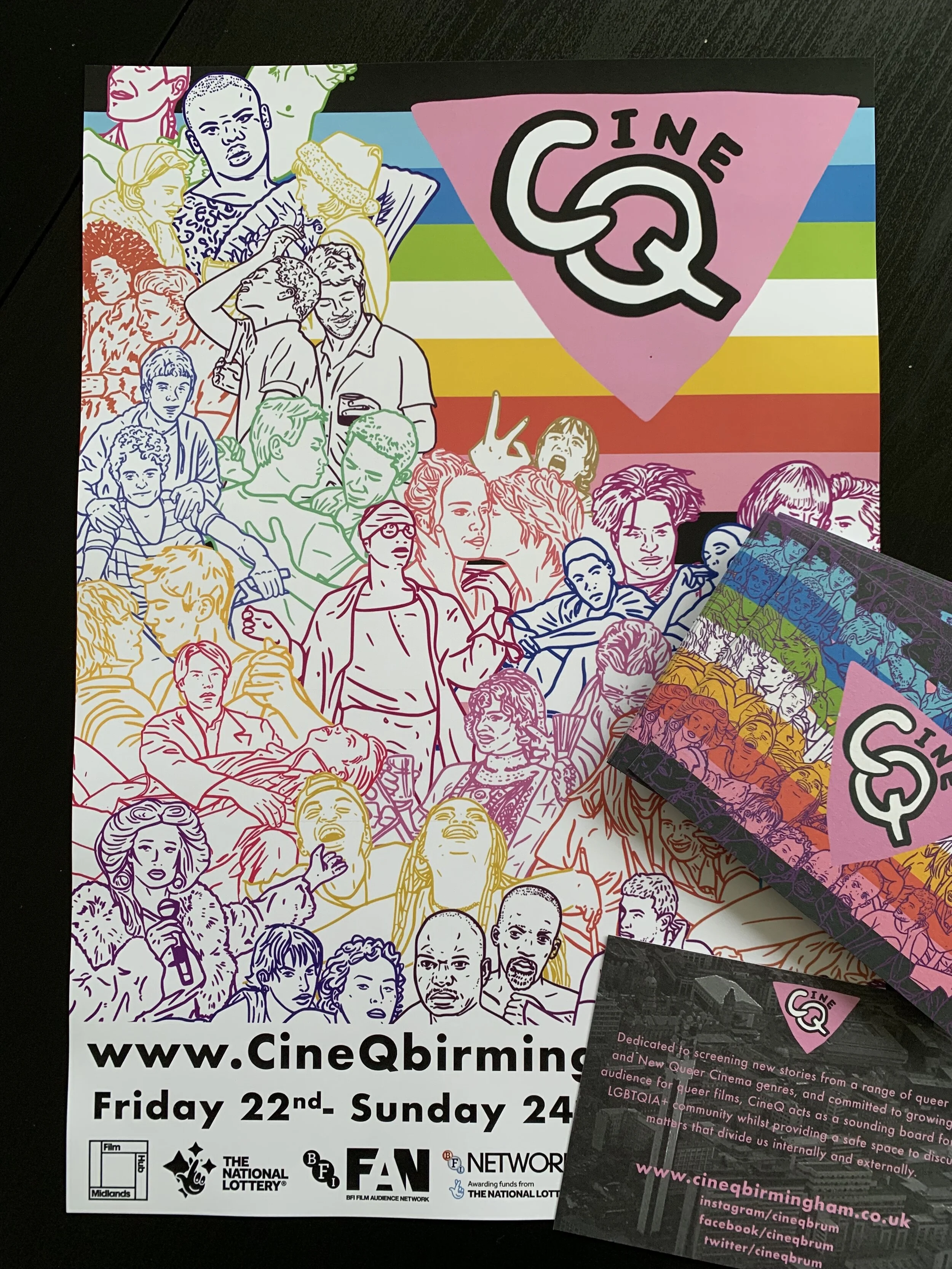  Pamplet detailing all the events of the CineQ festival 2019. Interior available  here . 