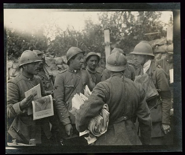 Helen Johns Kirtland with Italian soldiers near Piave River, Italy