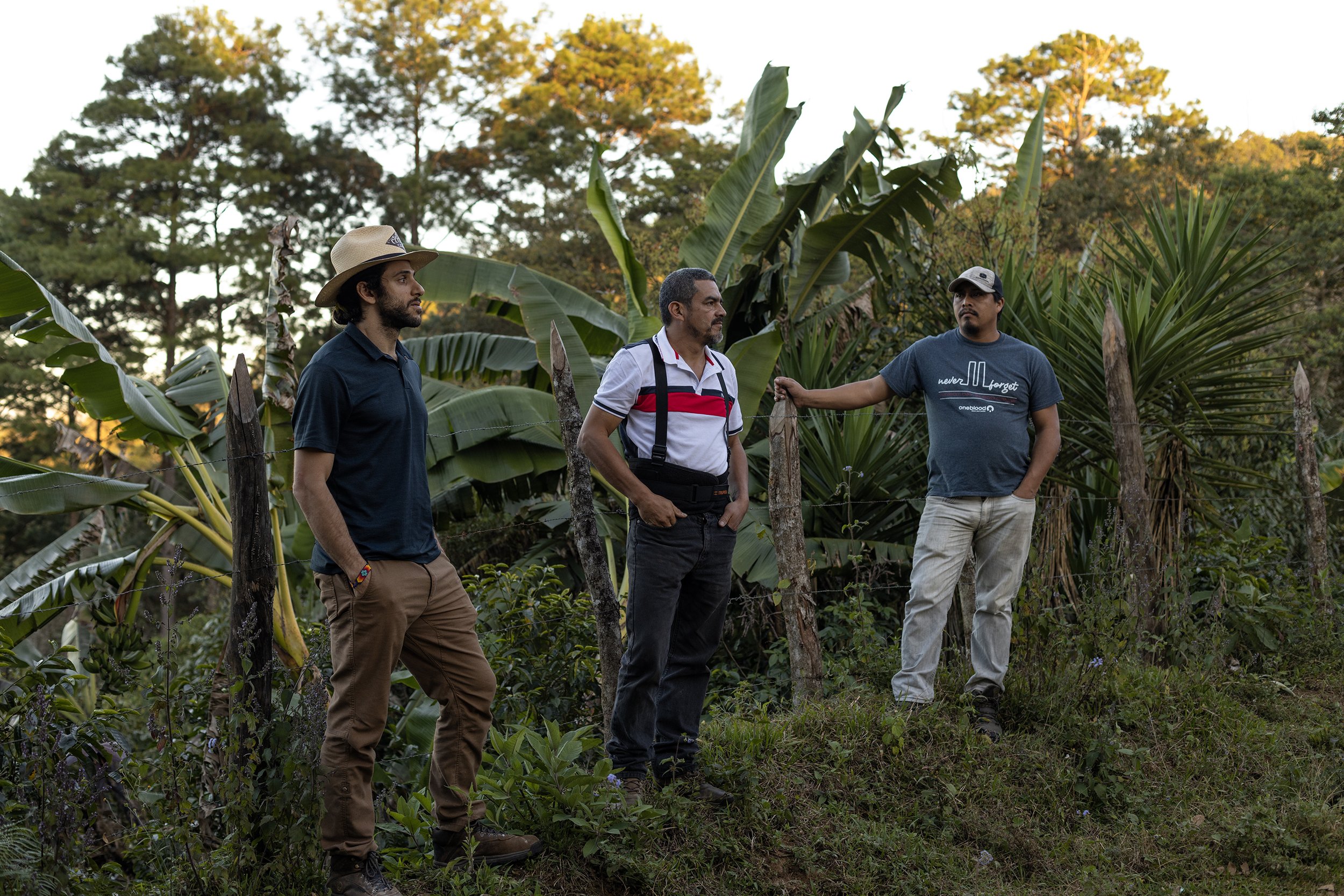  Andros and Nelson Dominguez touring Victor Contreras’ farm in Marcala, Honduras. 