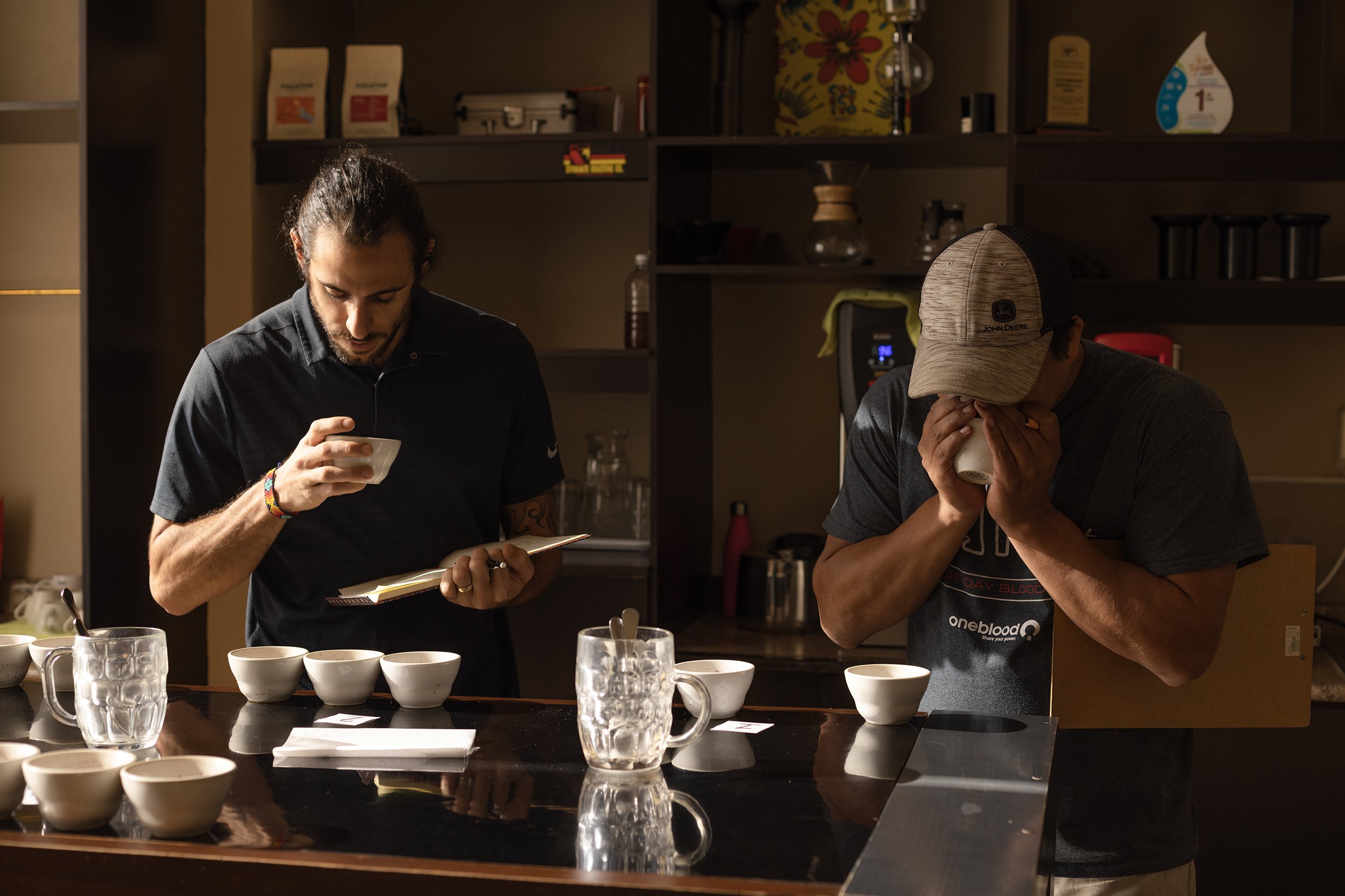  Andros and Nelson cupping fresh samples from our Marcala partners! 