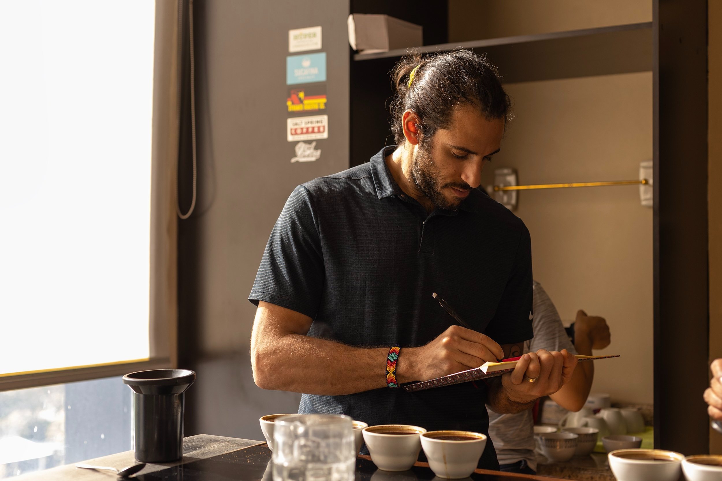  Andros and Nelson cupping fresh samples from our Marcala partners! 