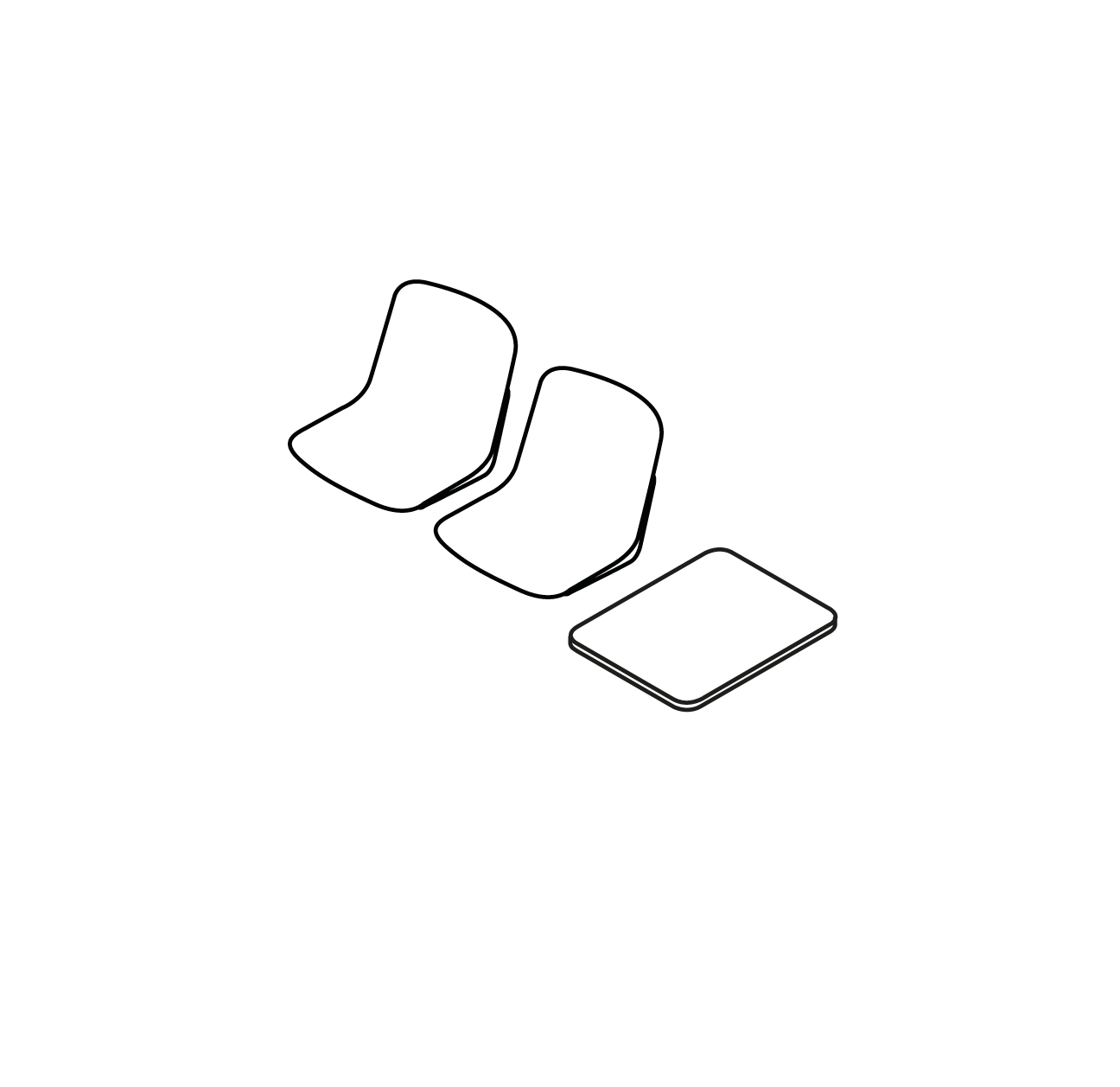  2 places, 1 tablette, 175 cm Pied V : +27 cm Pied FIL : +25 cm 