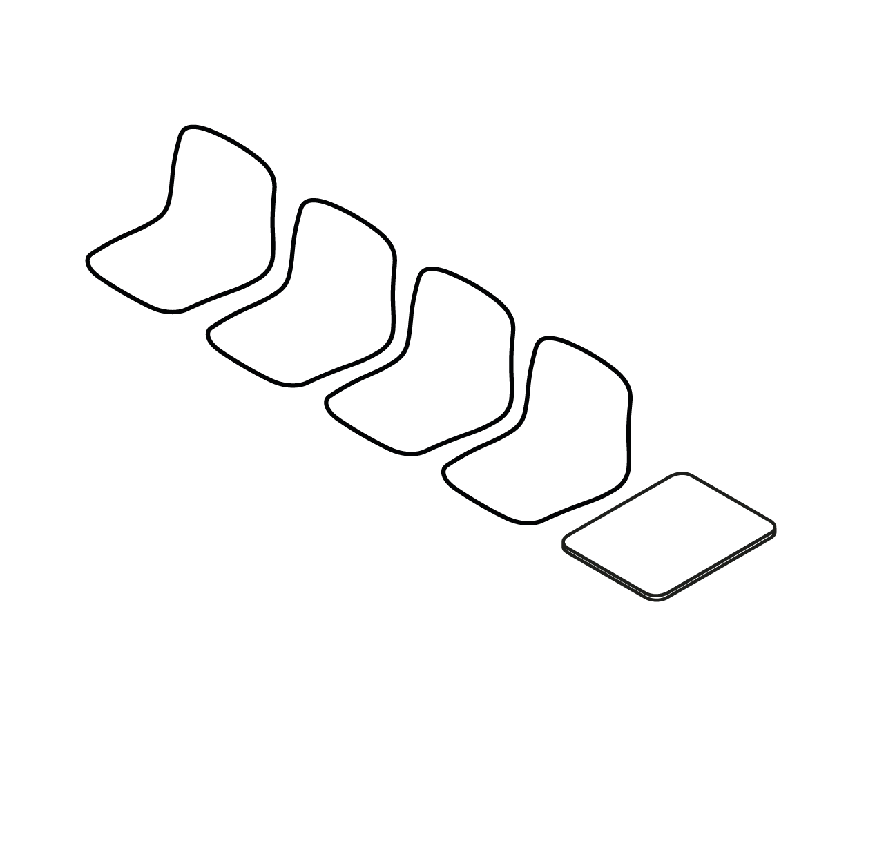  4 places, 1 tablette, 299 cm Pied V : +27 cm Pied FIL : +25 cm 