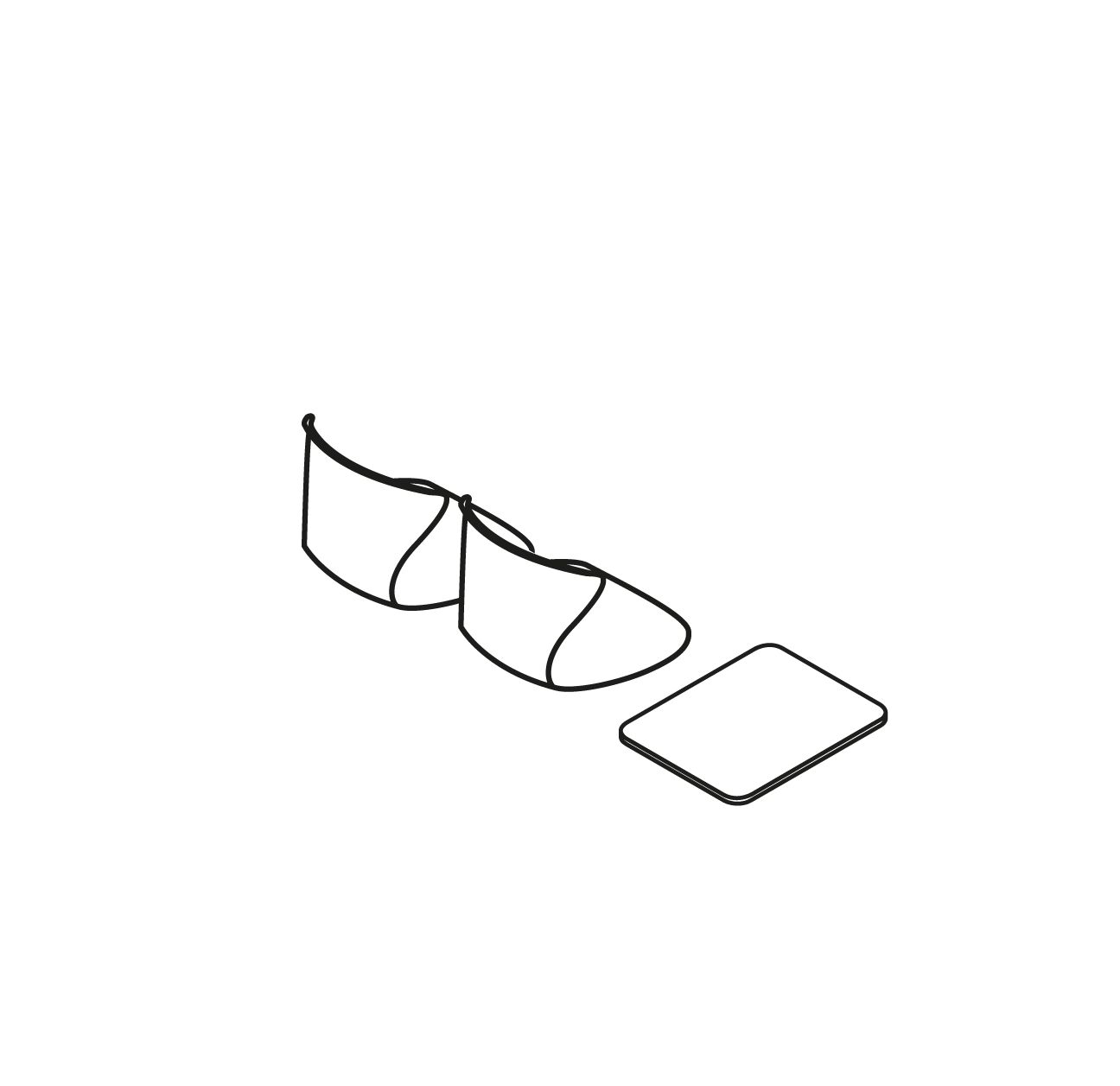  2 places, 1 tablette, 175 cm Pied V : +27 cm Pied FIL : +25 cm 