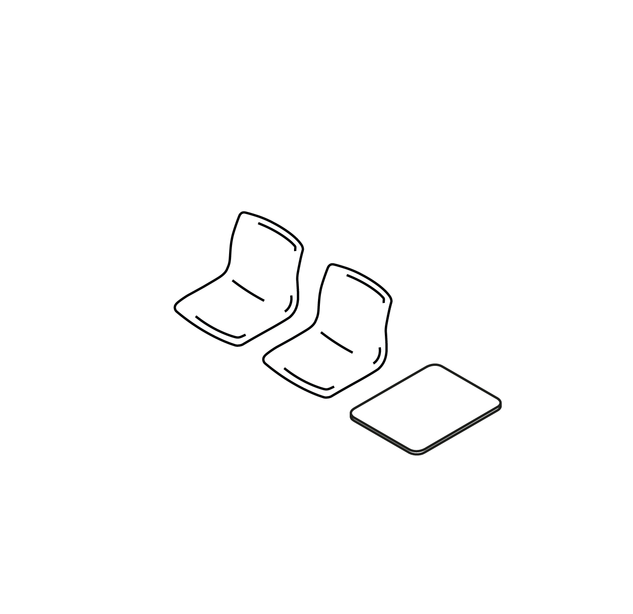  2 places, 1 tablette, 175 cm Pied V : +27 cm Pied FIL : +25 cm 