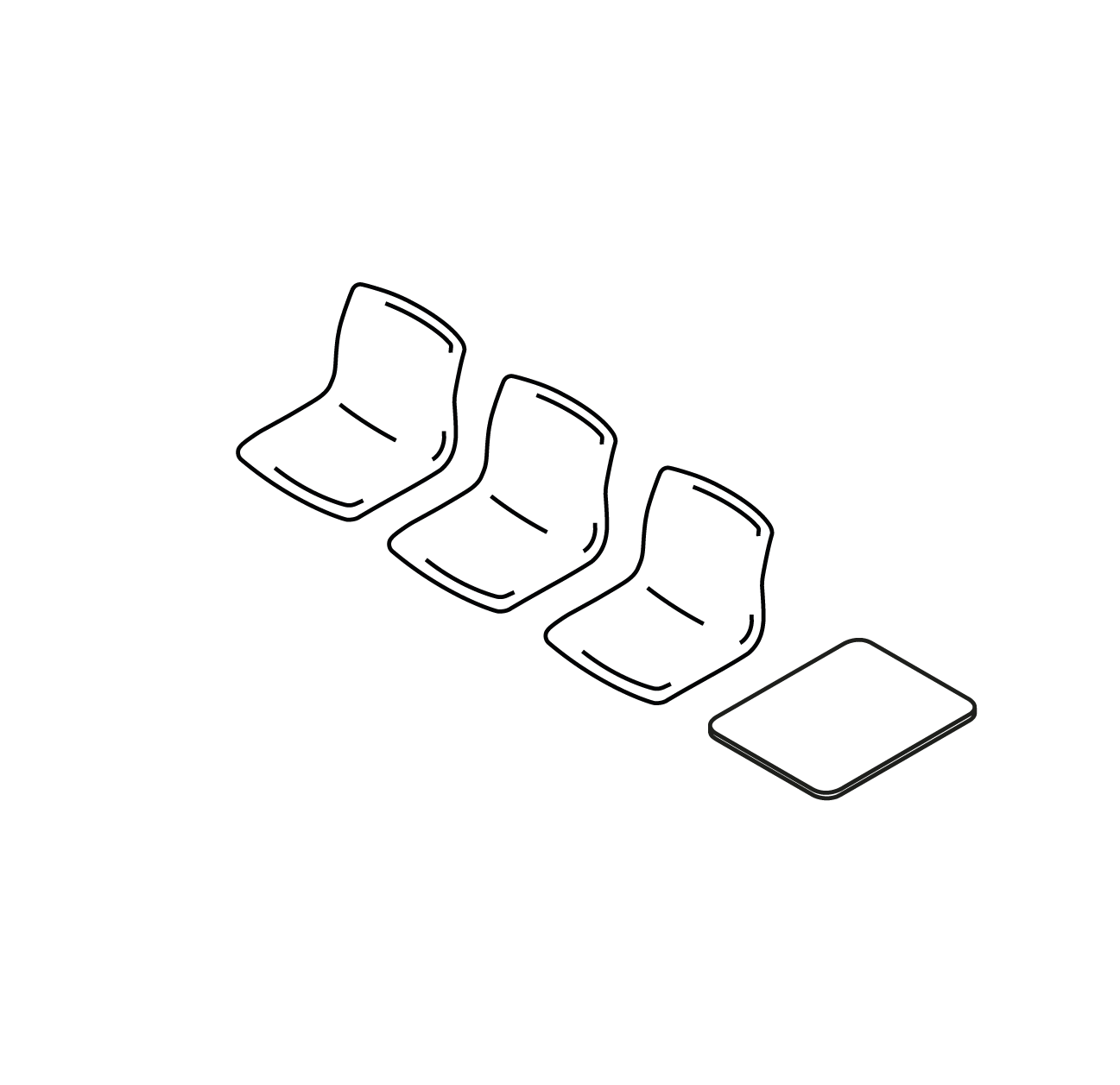  3 places, 1 tablette, 237 cm Pied V : +27 cm Pied FIL : +25 cm 