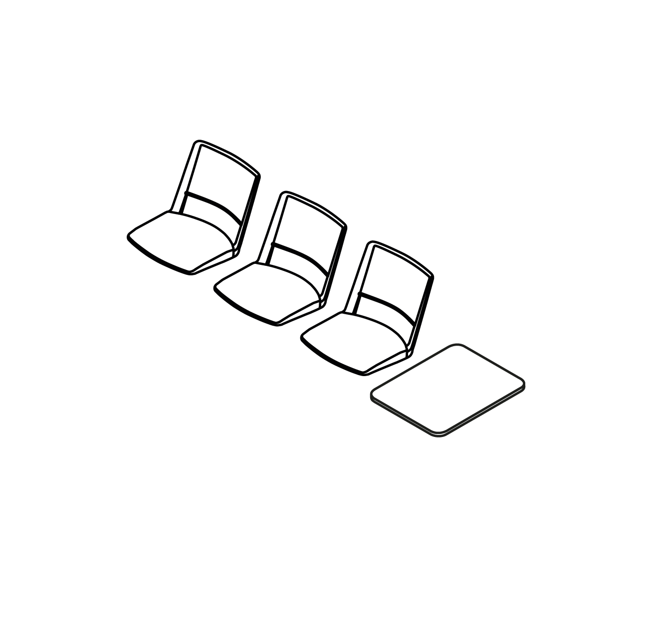  3 places, 1 tablette, 237 cm Pied V : +27 cm Pied FIL : +25 cm 