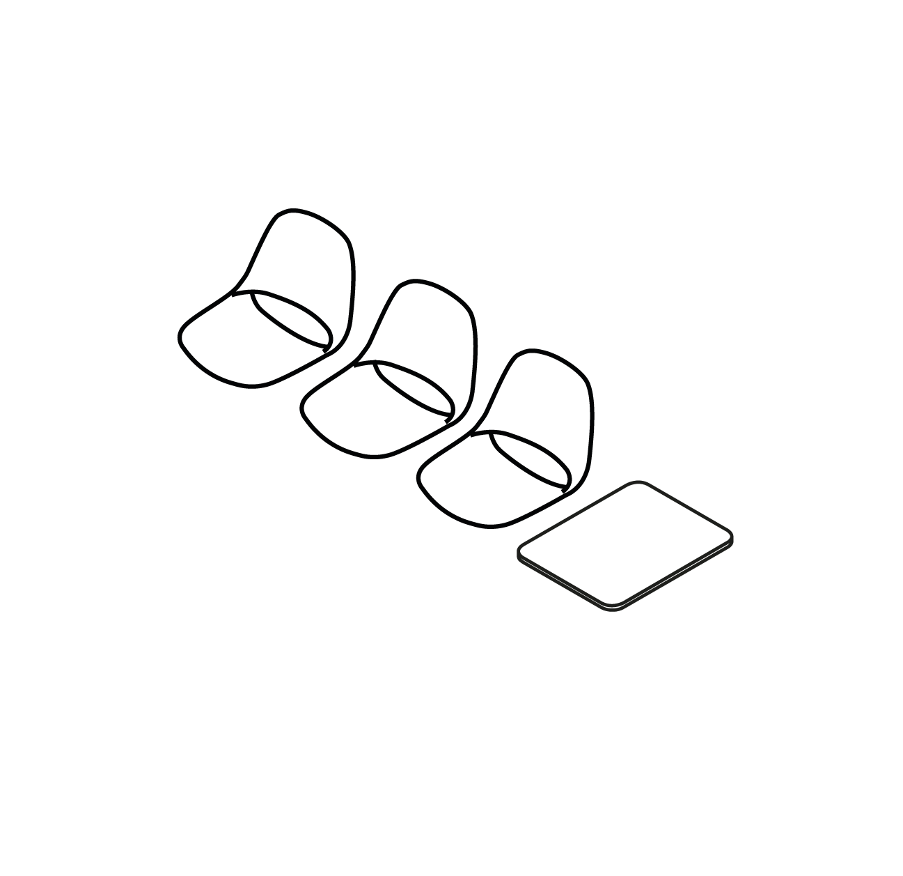  3 places, 1 tablette, 237 cm Pied V : +27 cm Pied FIL : +25 cm 