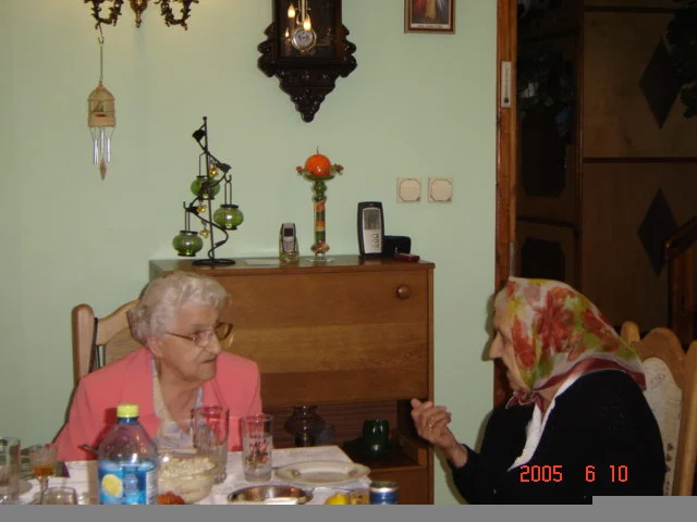 Helen (left) visiting her sister Anna in Poland in 2005