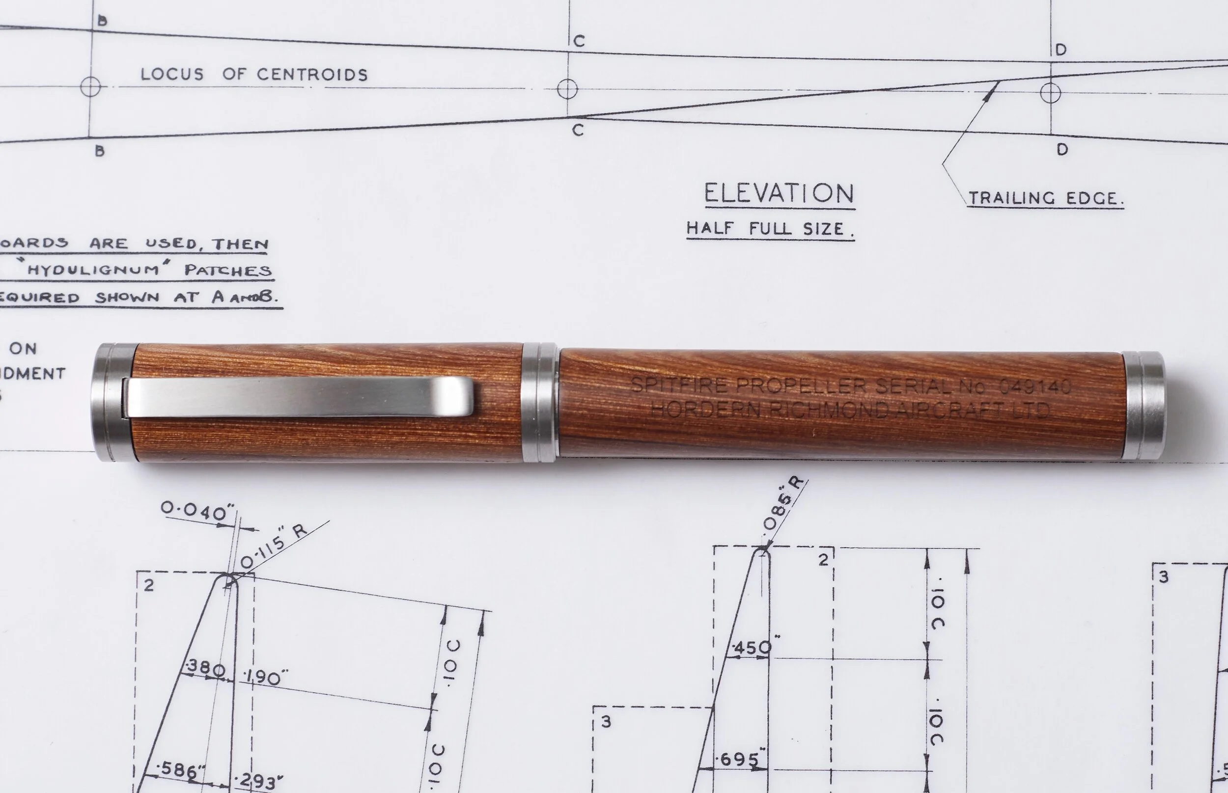 Fountain pen made from an original spitfire propeller