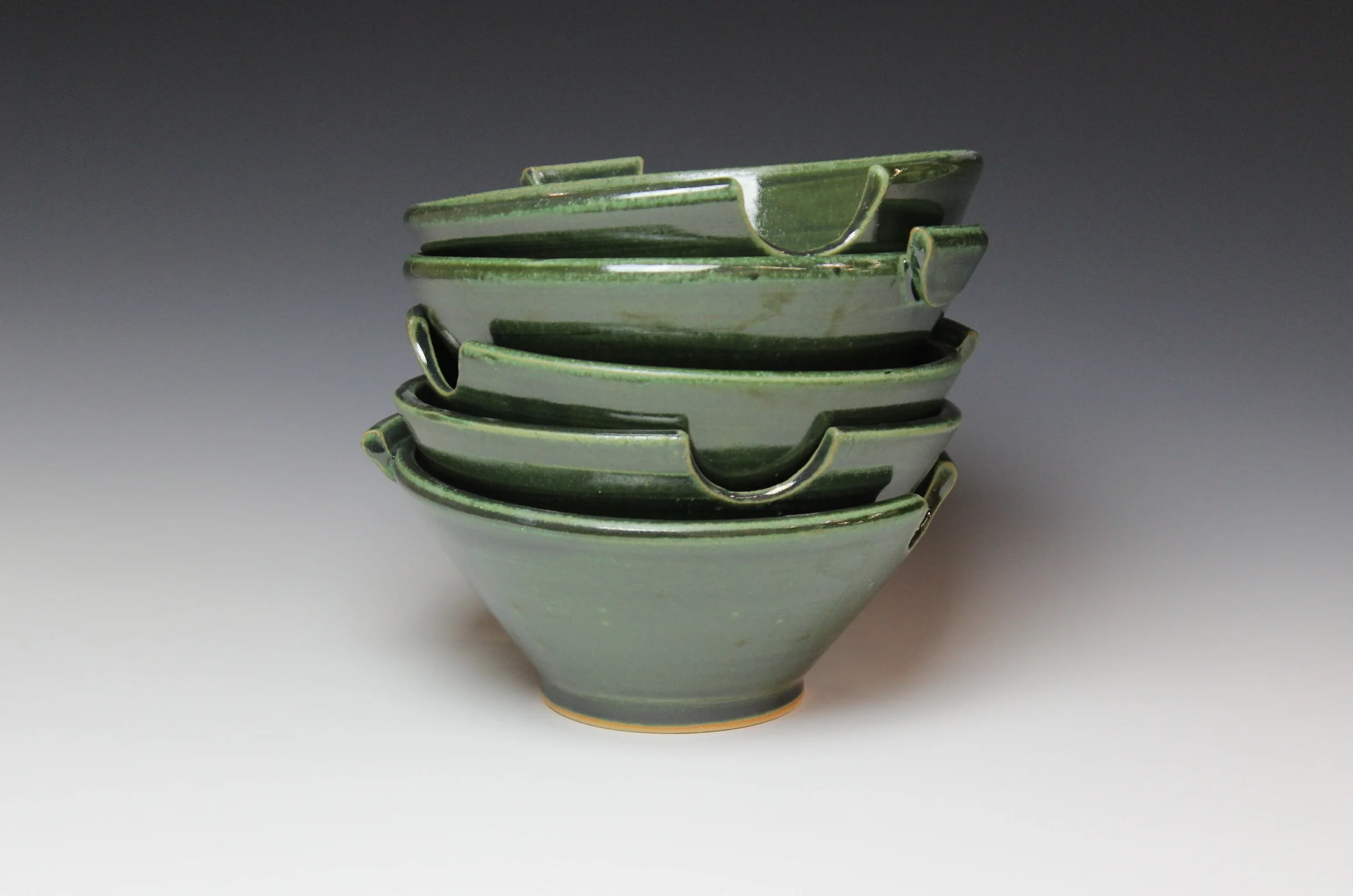 Bowls with green glaze