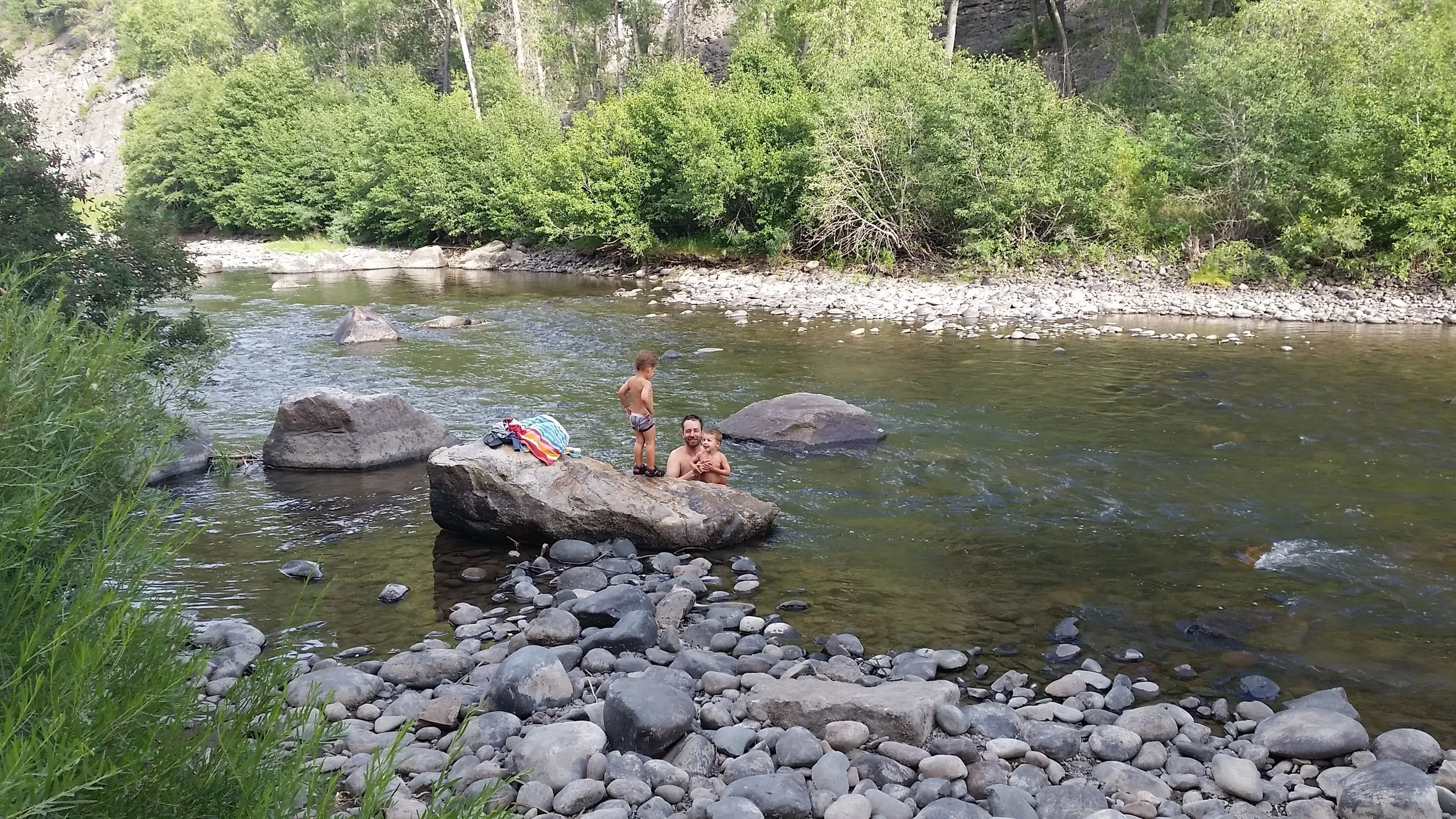 Swimming and splashing in rivers with dad...