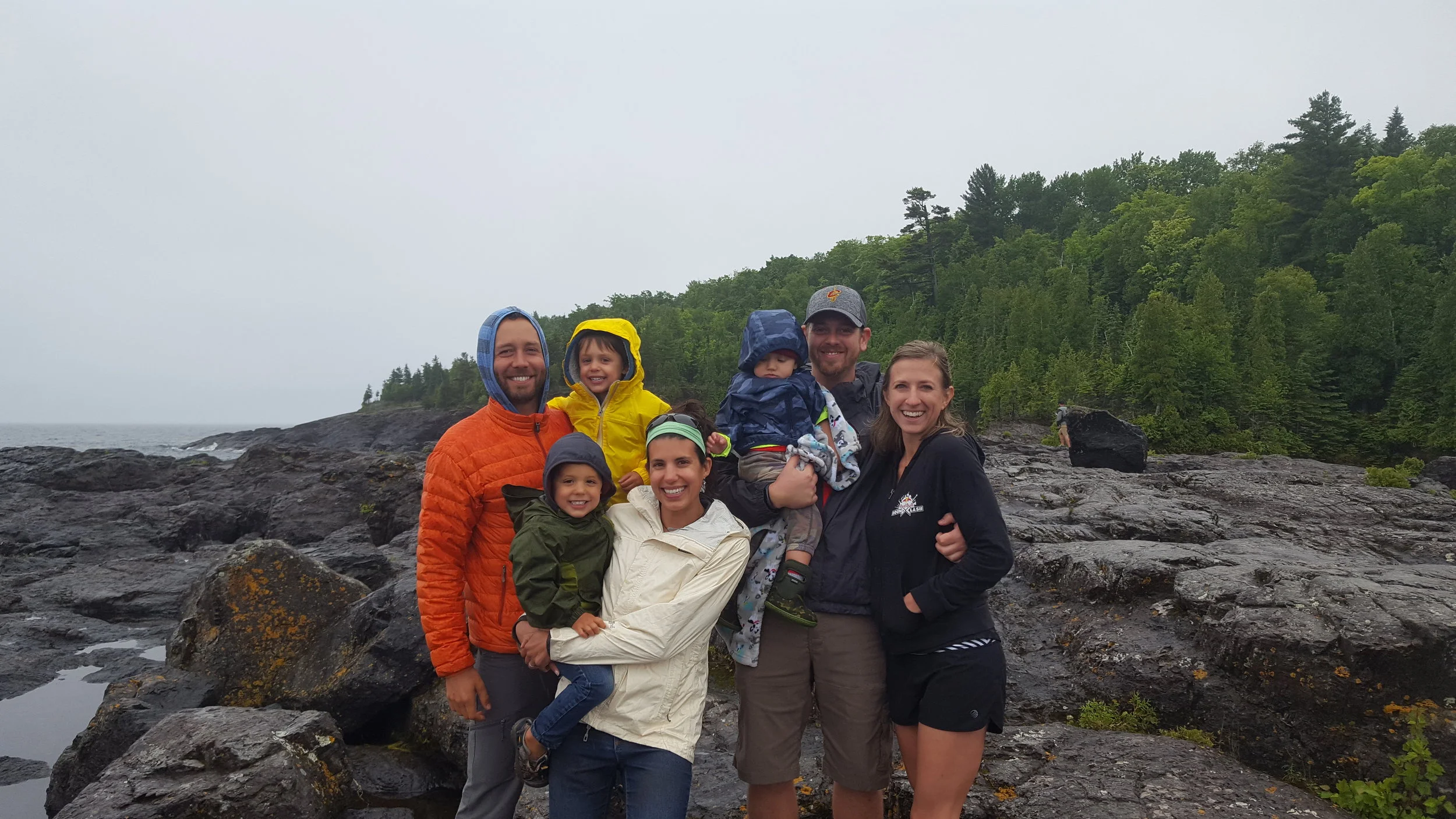 This amazing family (The Armours), who we haven't seen in 10 years, invited us to their home and showed us around the U.P. of Michigan. Wow, it's beautiful, even on a rainy, 55-degree day. Thank you Jamie for making us look like total wusses with the shorts while we're in down jackets.