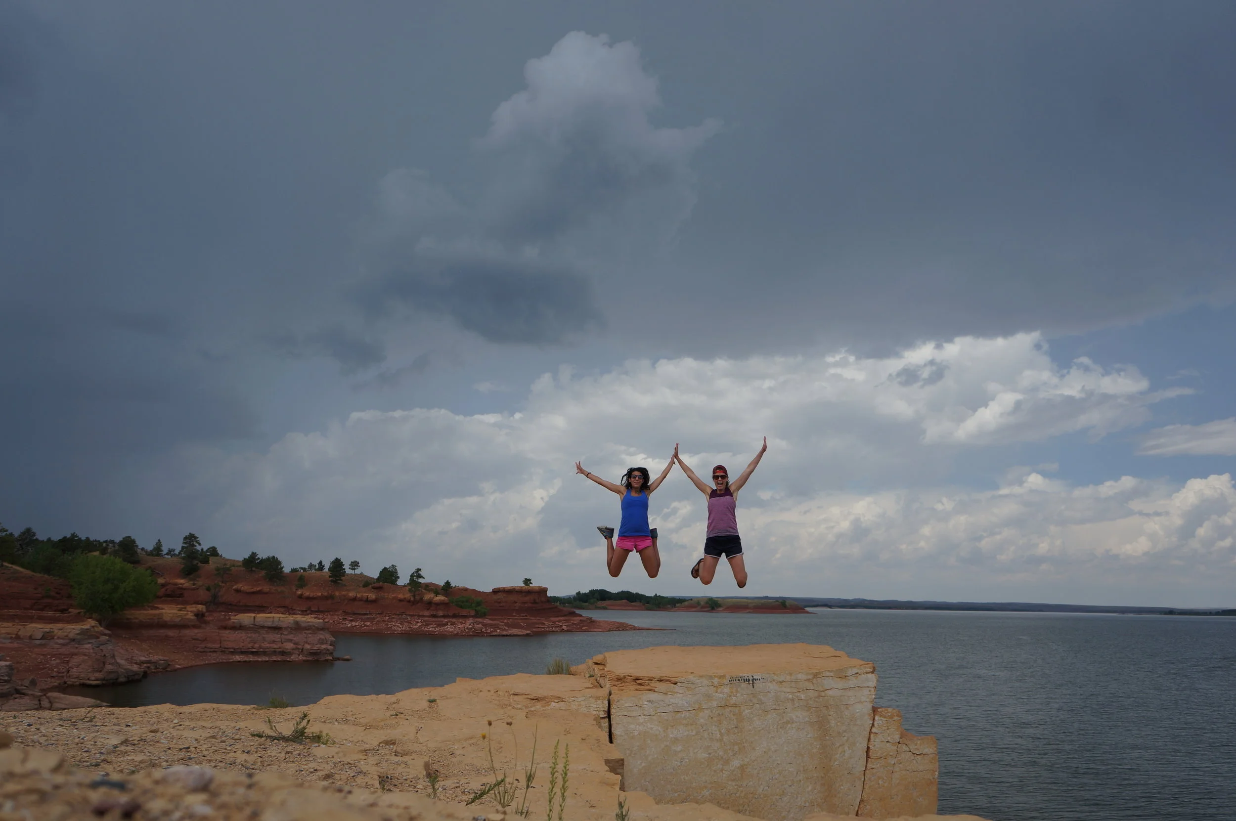 This is where we spent some time cliff jumping. Before the storm rolled in and we parted ways, Taylor and I had to get in a jump shot! Got it on the first try - we are getting good!