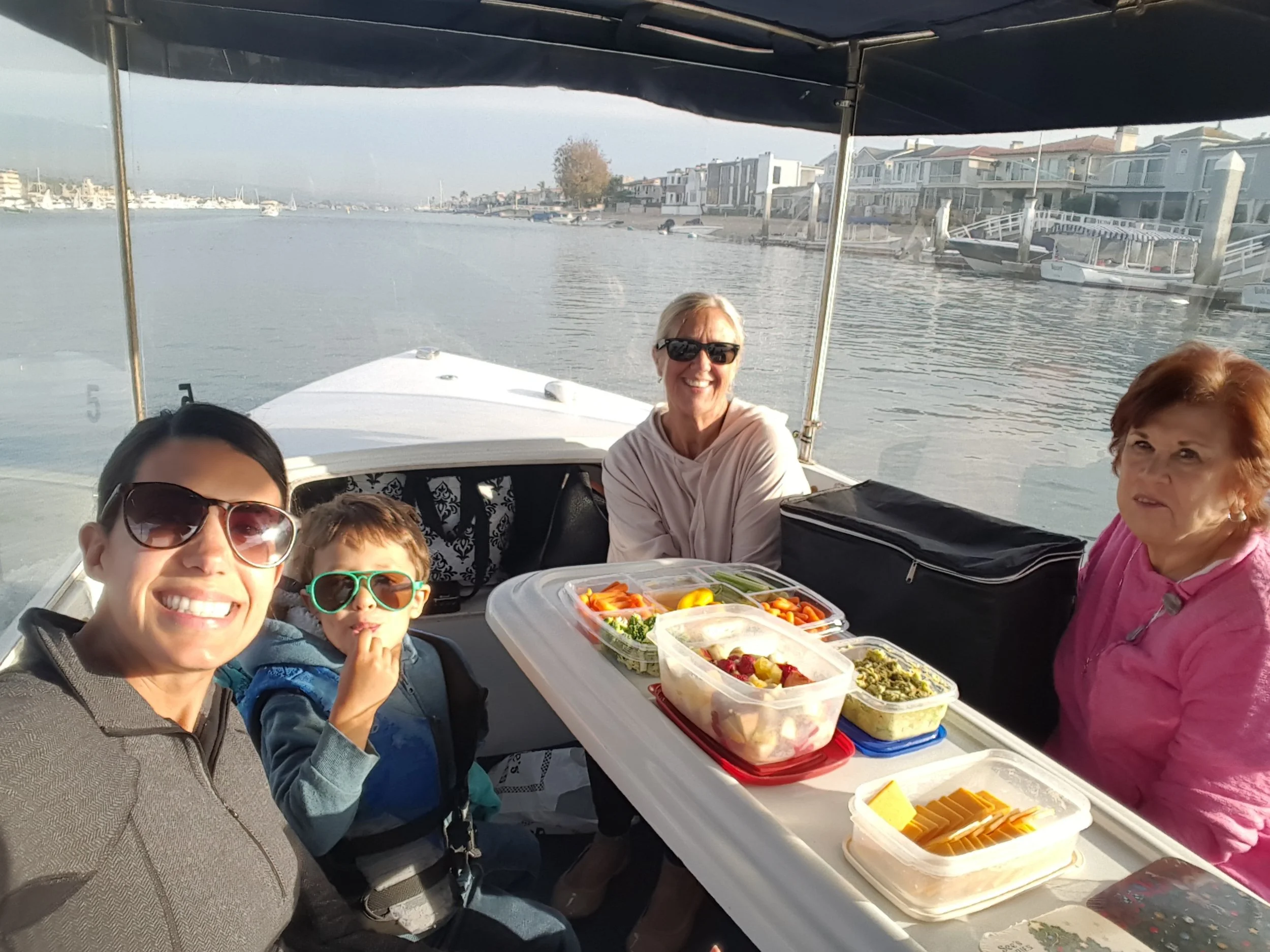 Sunset boat rides with Nancy, Bo, and Susie. 